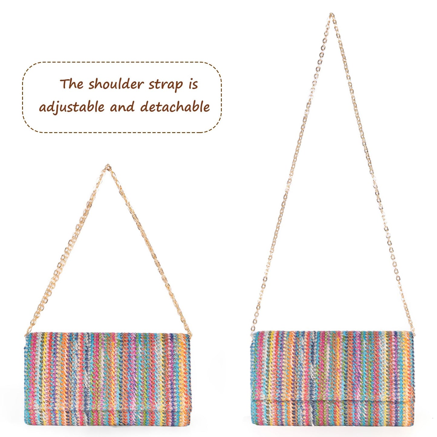 Kseymeir Straw Clutch Purse Shoulder Crossbody Bag Envelope Purse Raffia Handbag for Summer Beach Wedding Travel 2025 Trendy, Colorful