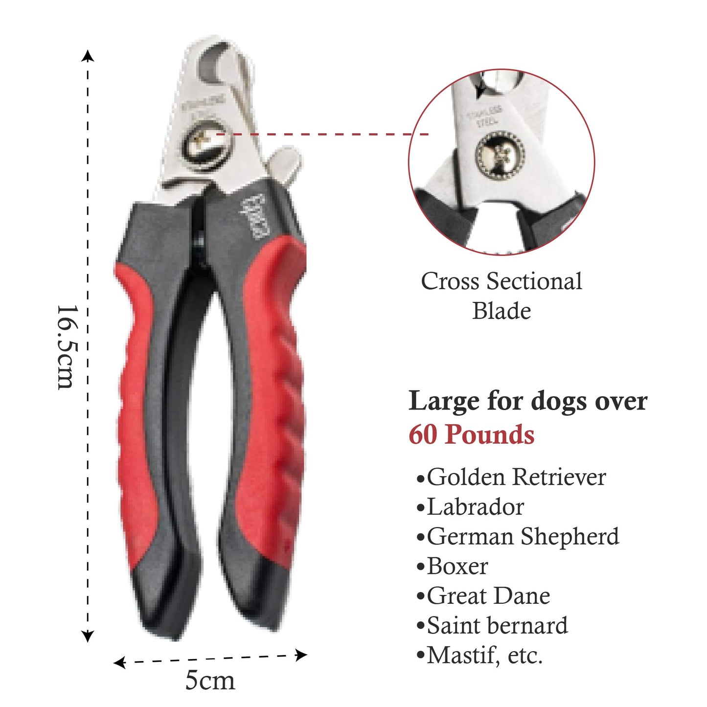 Epica Professional Dog Nail Clipper - Dog Nail Trimmer for Large Dogs - Easy and Safe Pets Grooming Clippers - Cat Claw Trimmer with Safety Guard (Large)