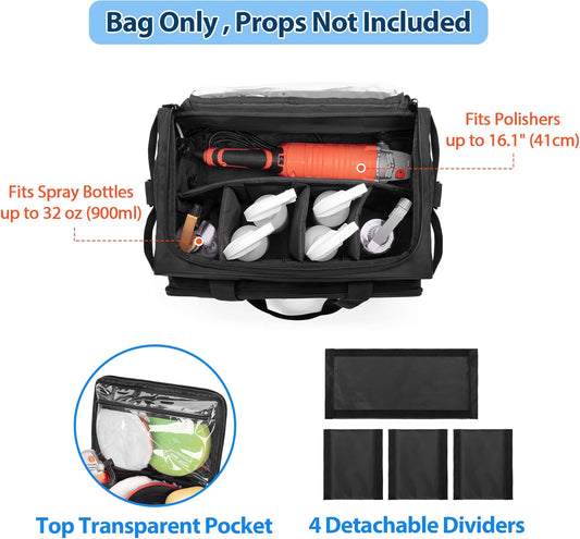 samdew Large Detailing Bag, Detail Organizer for Auto Detailing Supplies Storage, Car Cleaning Caddy for Vehicle Wash Tools, Car Care Box for Detailing Bottles, Towel, Buffer and More, Bag Only