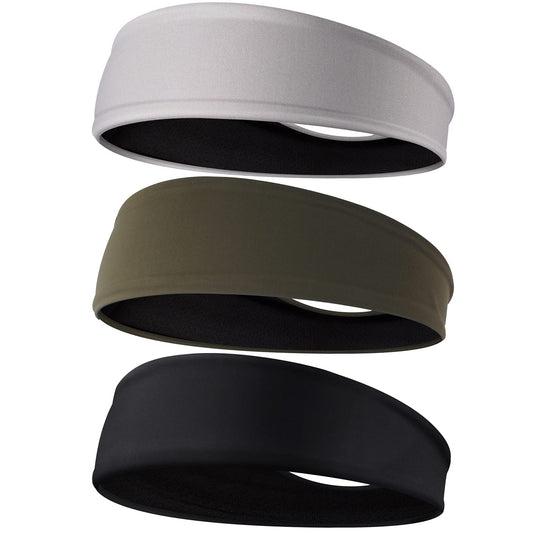 Braylin Men's Headbands, 3-Pack Head Band for Men, Sport Sweatbands for Running Fitness Yoga Cycling, Sweat Wicking Non Slip
