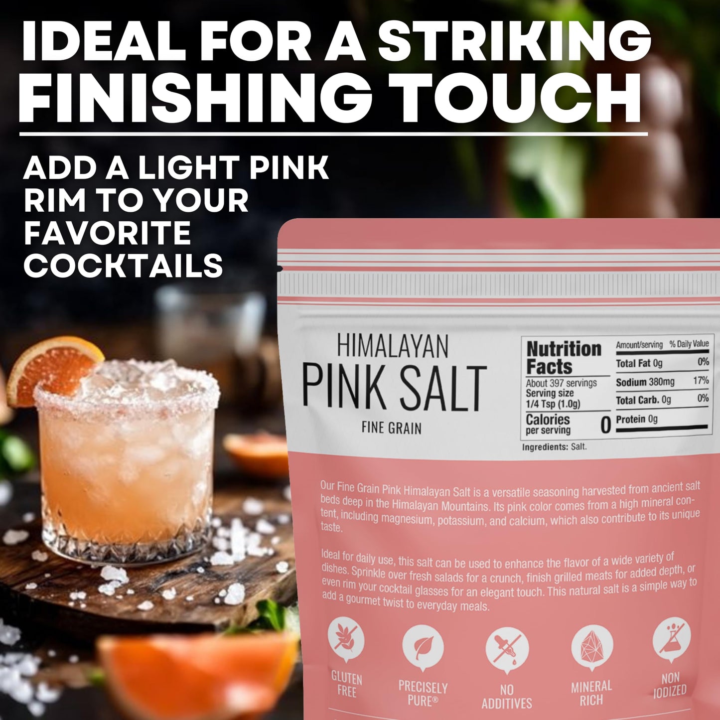 Pink Himalayan Salt, Fine Grain for Table Shakers, 14 oz Bag