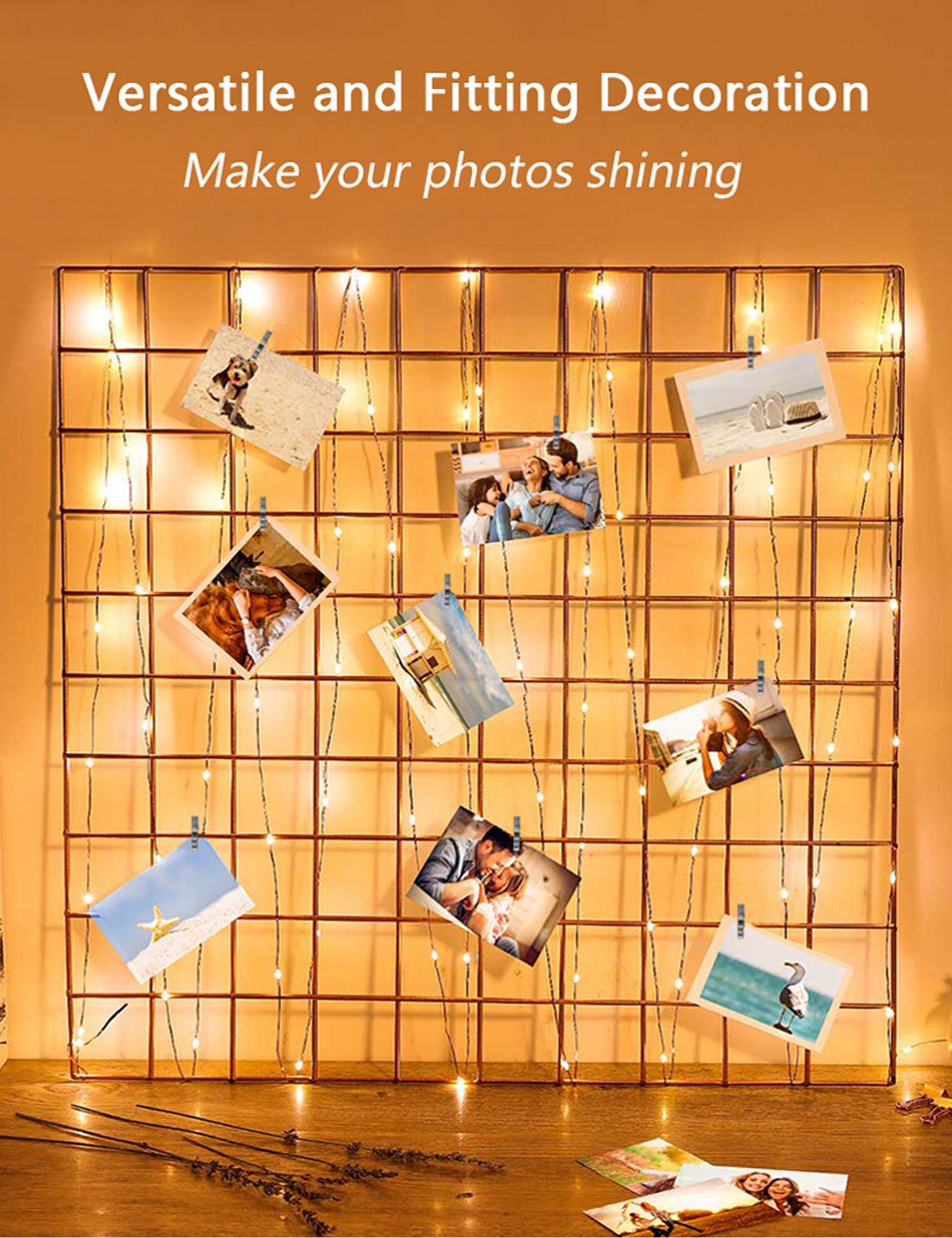 LECLSTAR 50 LED Photo Clips String Lights, 17ft with Remote - 8 Modes Fairy Lights to Clip on Pictures, Photos, Cards