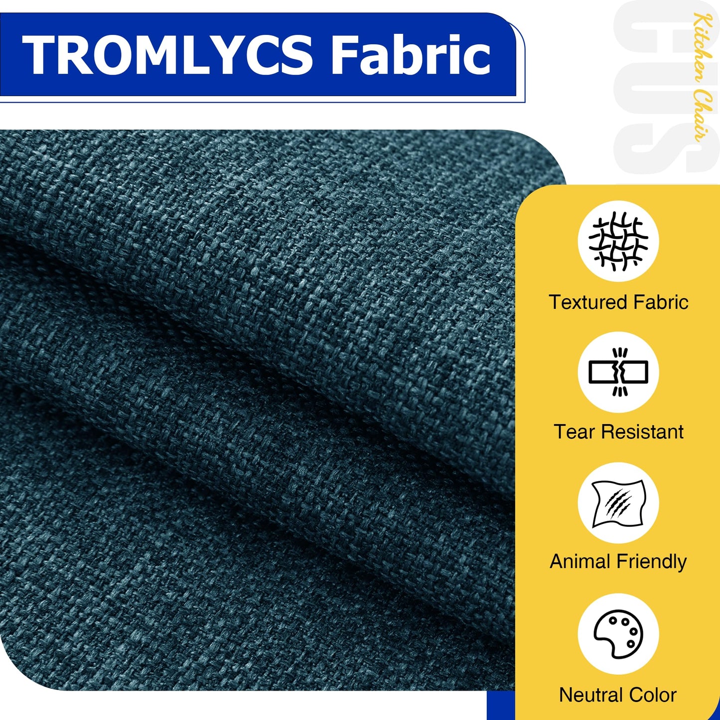 Tromlycs Chair Cushions for Dining Chairs Set of 4 with Ties Chair Seat Pads for Kitchen and Indoor Dining Chairs Non Slip 16"x16.5"x2", Blue