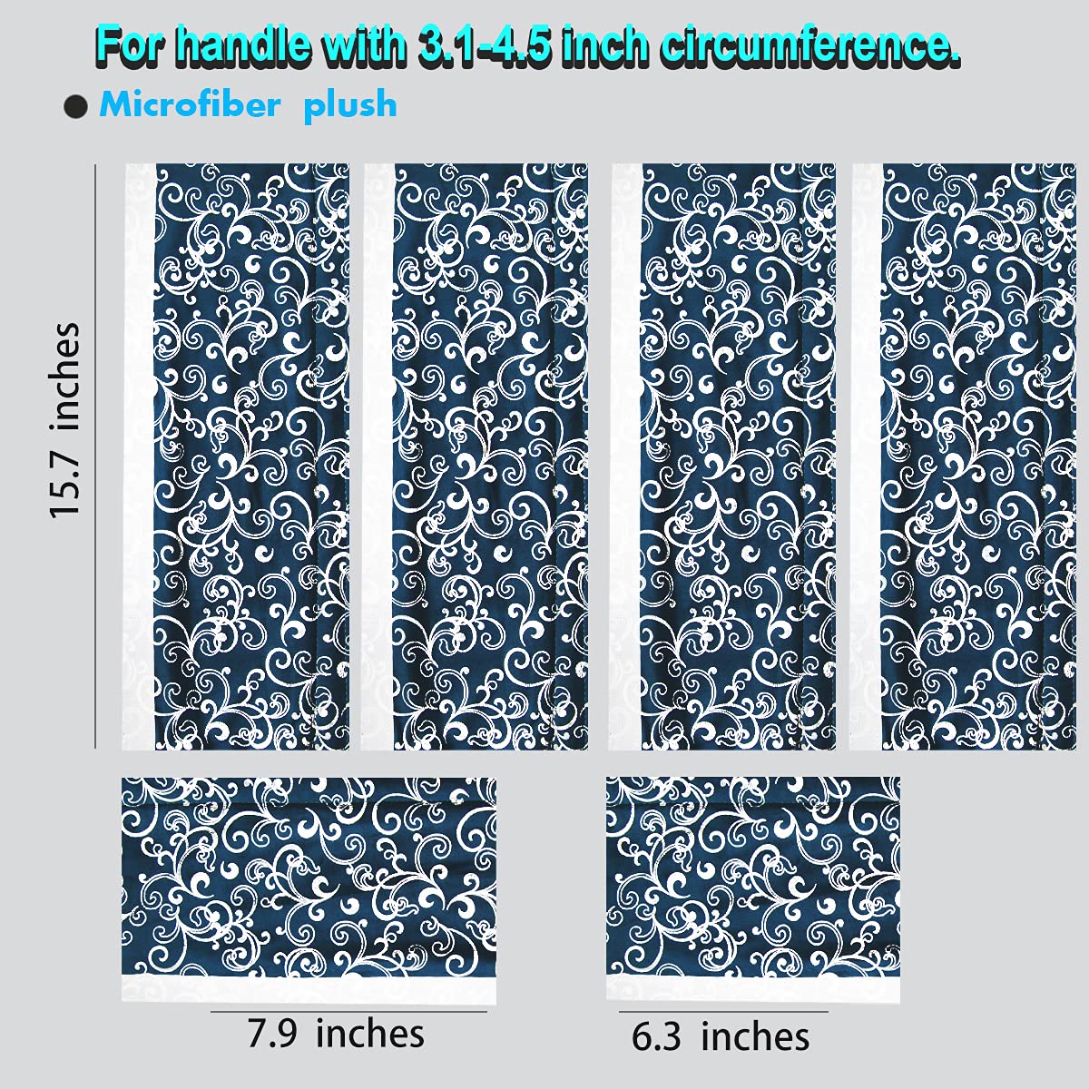 Volecy Refrigerator Door Handle Covers, Set of 6 Velvet Appliance Handle Covers Keep Appliance Clean for Fridge Microwave Stove Bathroom Catch Stains Dust Fingerprint Prevent Spread (Printed Blue)
