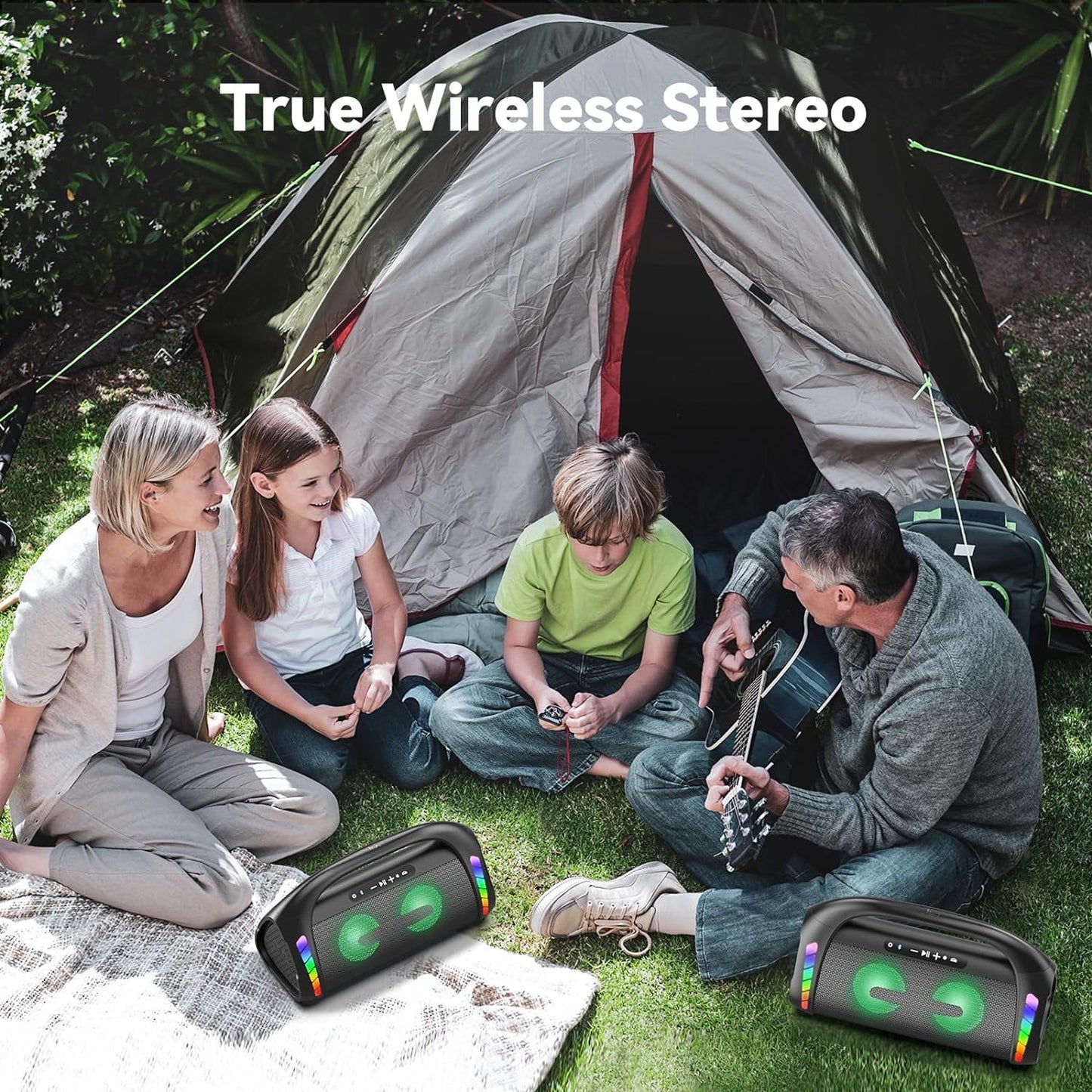 Bluetooth Speaker,100W Loud Speakers Bluetooth Wireless with Deep Bass, Portable Bluetooth Speakers Wireless with Power Bank, LED Lights,Waterproof, 30hours Playtime for Outdoor Home-LFS