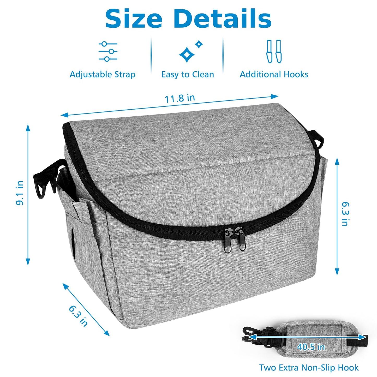 Accmor Universal Stroller Organizer - Large Capacity Stroller Bag with Shoulder Strap - Accessories for Uppababy, Nuna, Doona, Britax