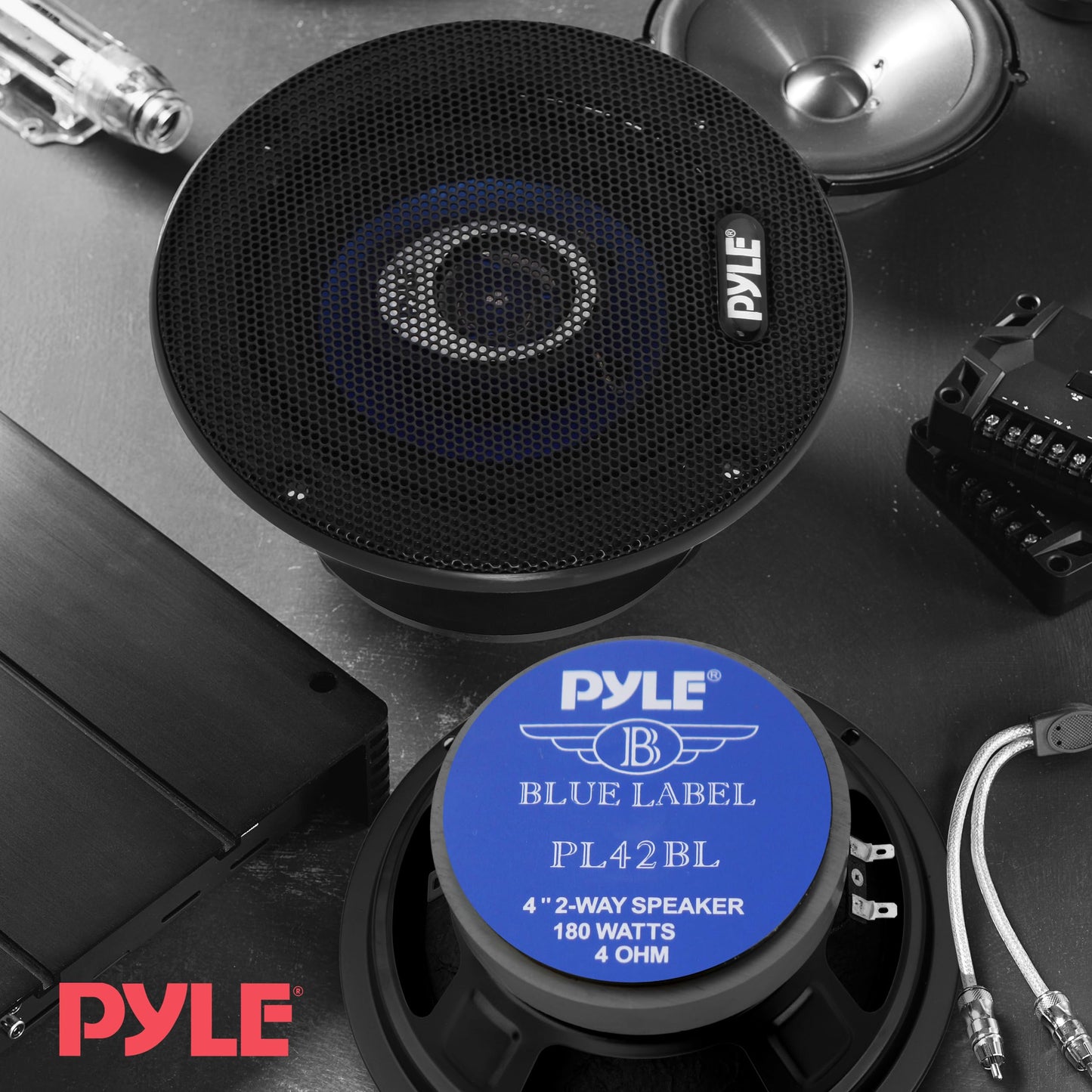 Pyle 6” x 9” Car Sound Speaker (Pair) - Upgraded Blue Poly Injection Cone 4-Way 400 Watts w/ Non-fatiguing Butyl Rubber Surround 50 - 20Khz Frequency Response 4 Ohm & 1.25” ASV Voice Coil