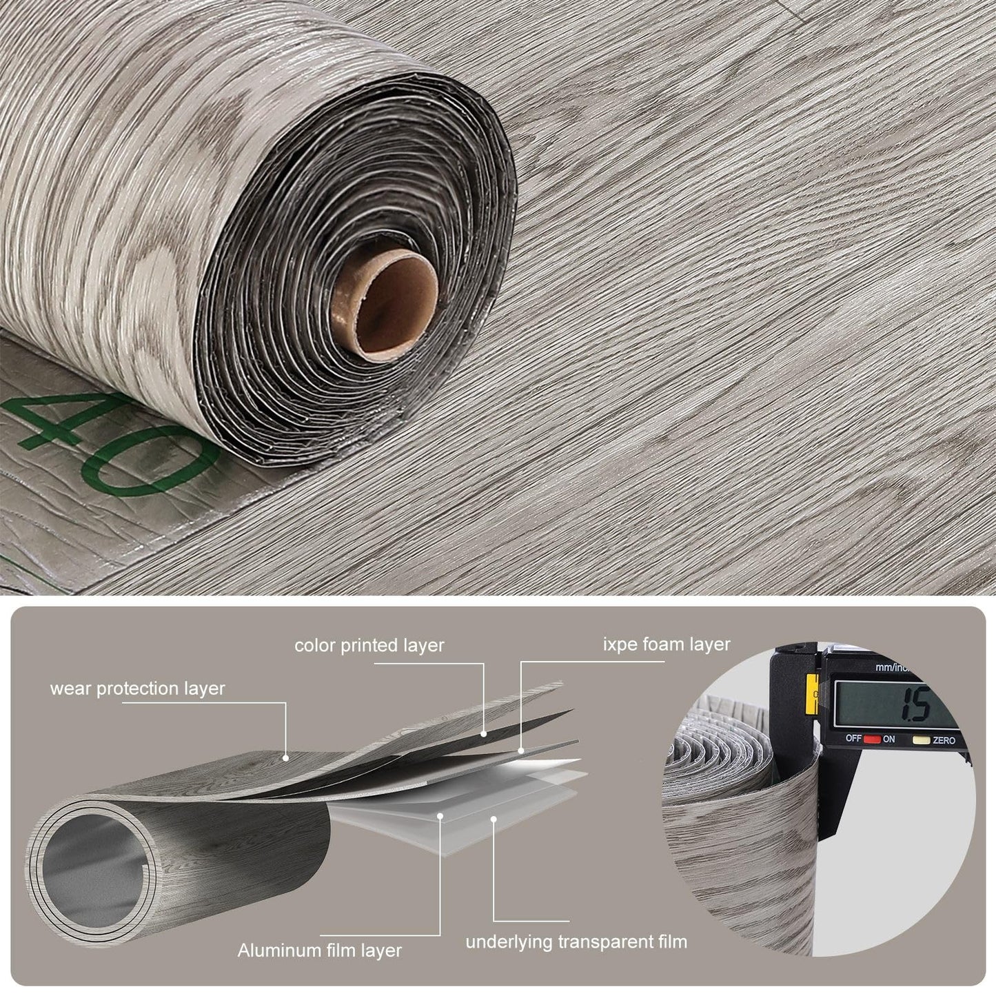 Durteljana 3D Peel and Stick Vinyl Floor Tile Roll Wood Plank Sticker 23"x393"/64 Sq.Ft, for Home Apartment Room Self Adhesive Easy DIY Removable Waterproof Thicken Floor Covering Dark Wood