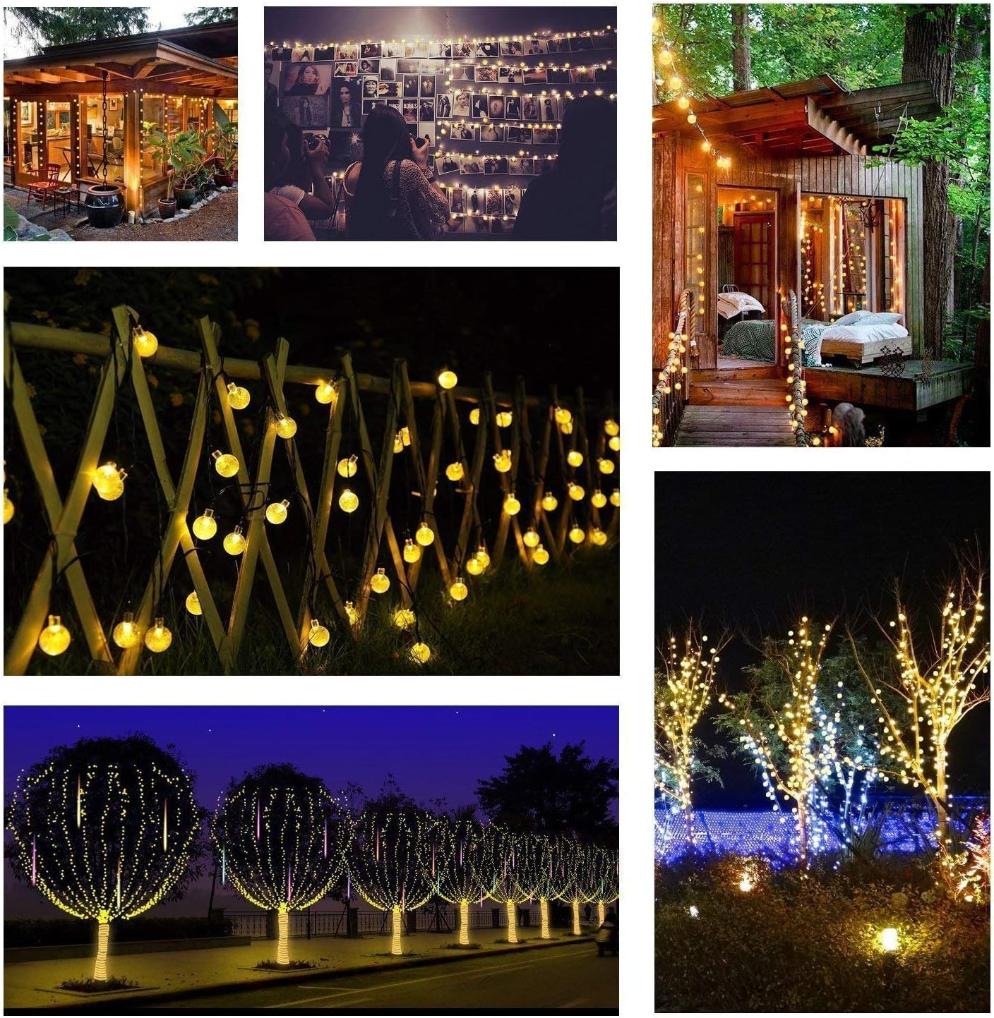 Toodour Solar String Lights Outdoor, 36ft 60 LED Globe String Lights, Waterproof Crystall Ball Lights Solar Patio Lights with 8 Modes for Garden, Lawn, Patio, Gazebo, Yard, Outdoor - Warm White