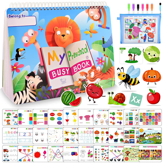 MDINGTD Busy Book for Toddlers, 30 Themes Montessori Preschool Learning Activities Kids Toys Birthday Xmas Gifts for 3-5 Year Olds Boys Girls Early Educational Toys Age 3-5 Autism Learning Materials