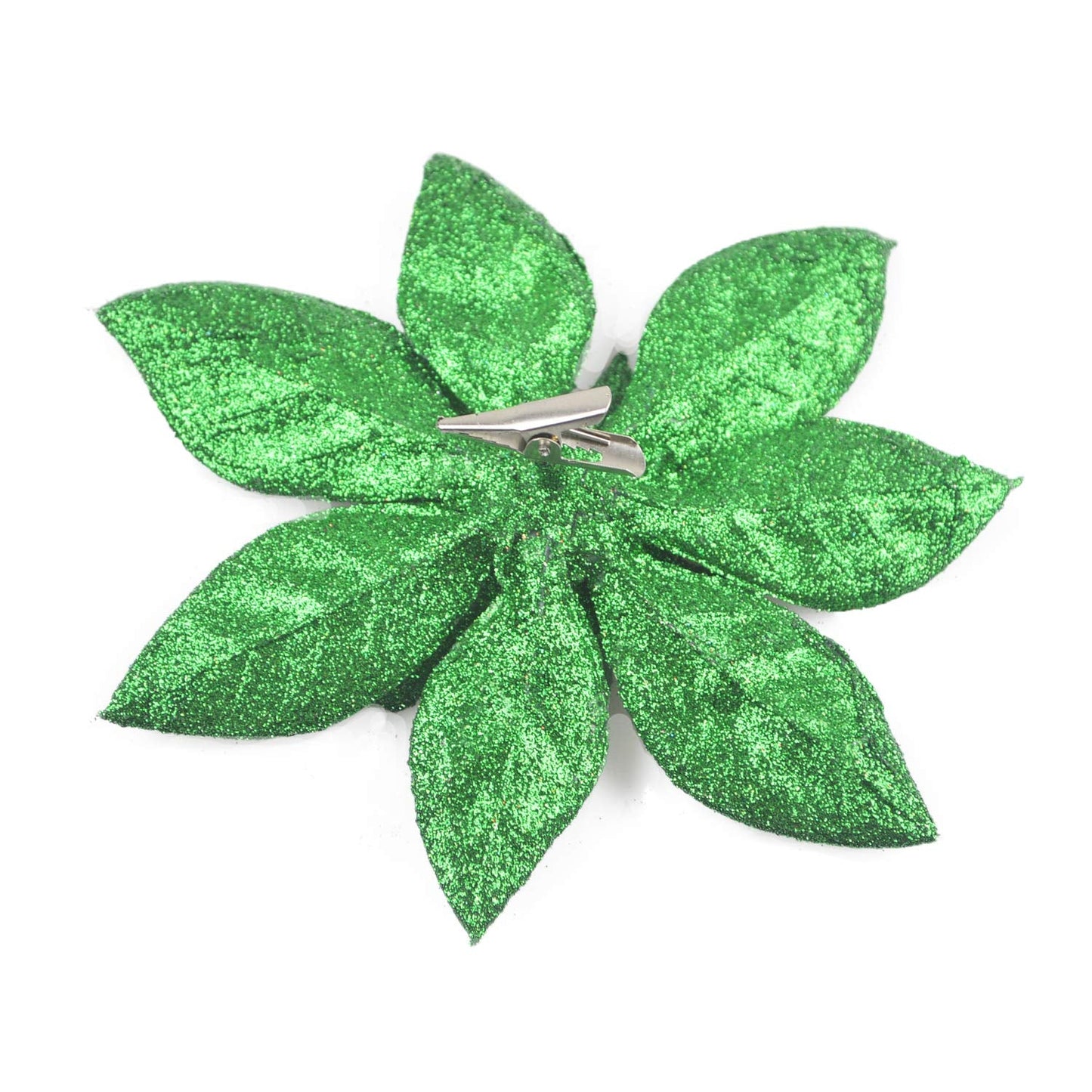 GL-Turelfies 12 Pcs Glitter Christmas Flowers(16cm/6.3’’) with 12 Pcs Clips Artificial Poinsettia Flower Christmas Tree Flower Decorations Xmas Tree Ornaments (Champagne)