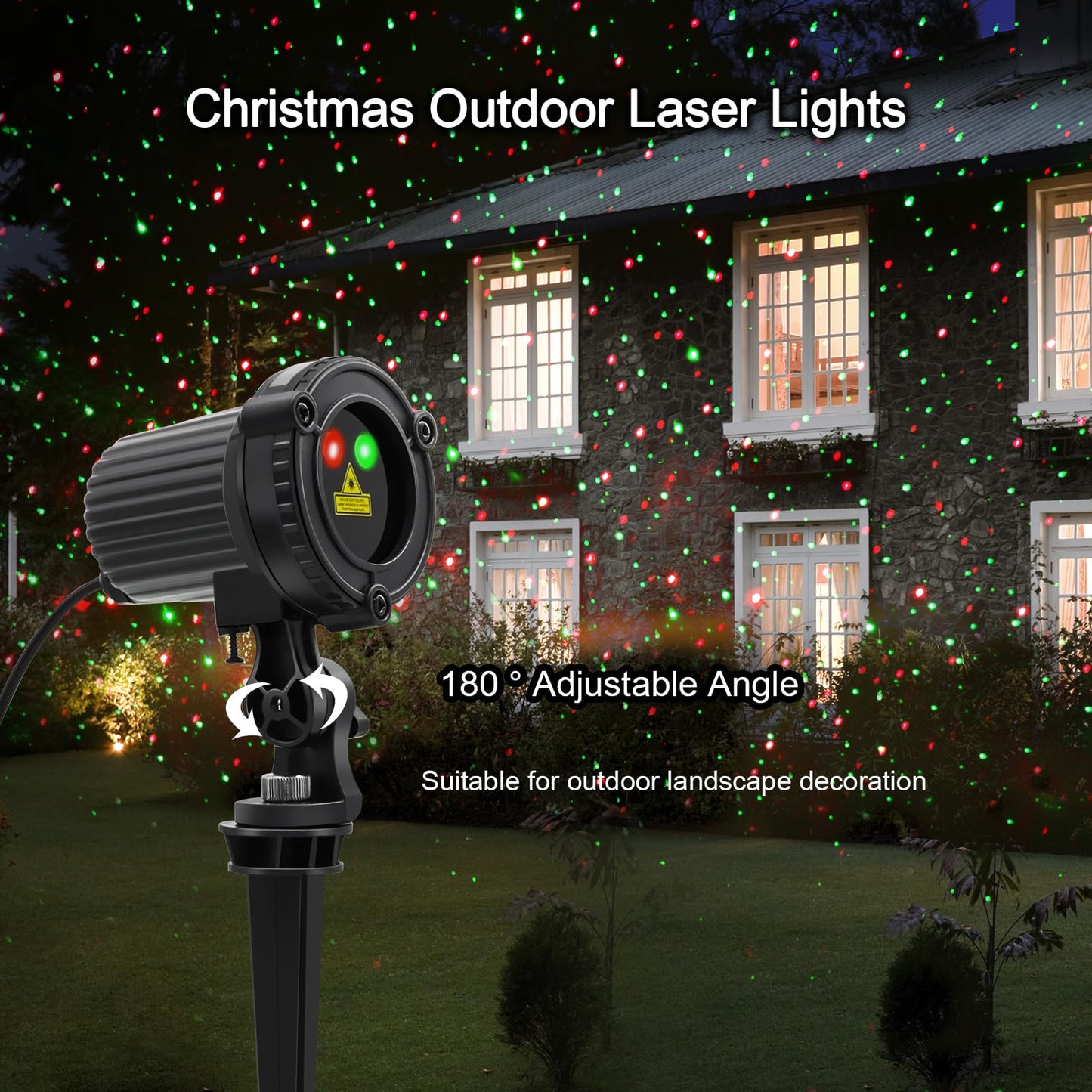 HERHOTER Christmas Laser Lights Outdoor,Red and Green Moving Outdoor Laser Light, Waterproof Garden House Decoration Laser Christmas Lights