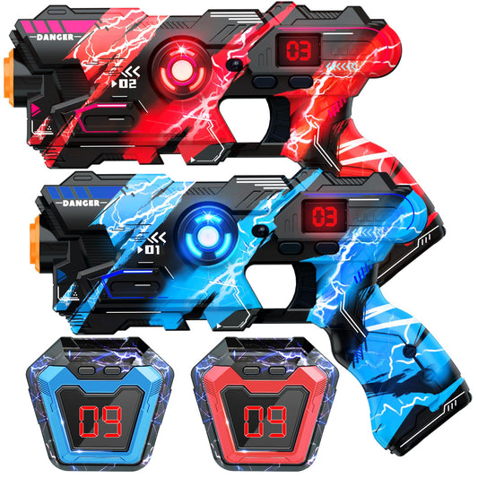 Laser Tag Guns Set of 2 with Digital LED Score Display Vests Laser Tag Cool Outdoor Toys for Kids Ages 8 9 10 11 12+ Boys Girls Children Teens Adults Birthday Gifts Toys Christmas Blue/Red