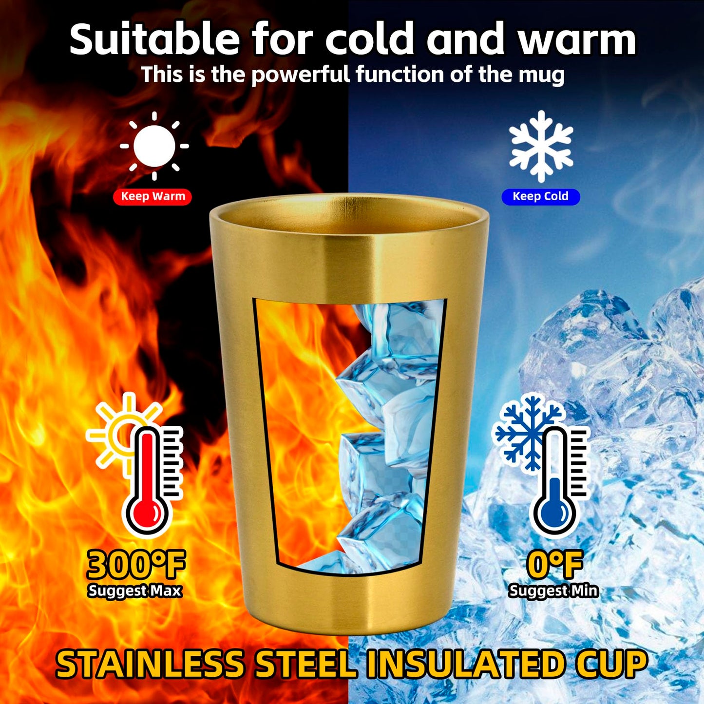 HOEGMST 10 Pack 12 oz Stainless Steel Insulated Cup, Double Wall Vacuum Small Metal Cup, Reusable Camping Cups Unbreakable Indoor Outdoor for Party, Home, Office, BBQ, Gold