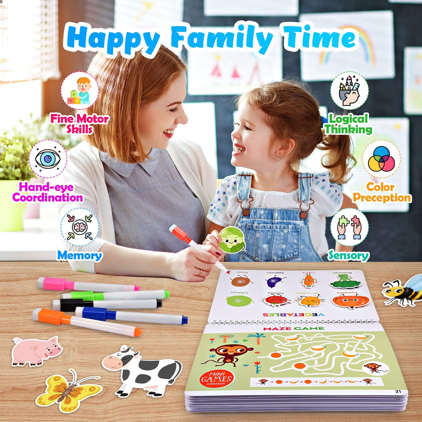 MDINGTD Busy Book for Toddlers, 30 Themes Montessori Preschool Learning Activities Kids Toys Birthday Xmas Gifts for 3-5 Year Olds Boys Girls Early Educational Toys Age 3-5 Autism Learning Materials