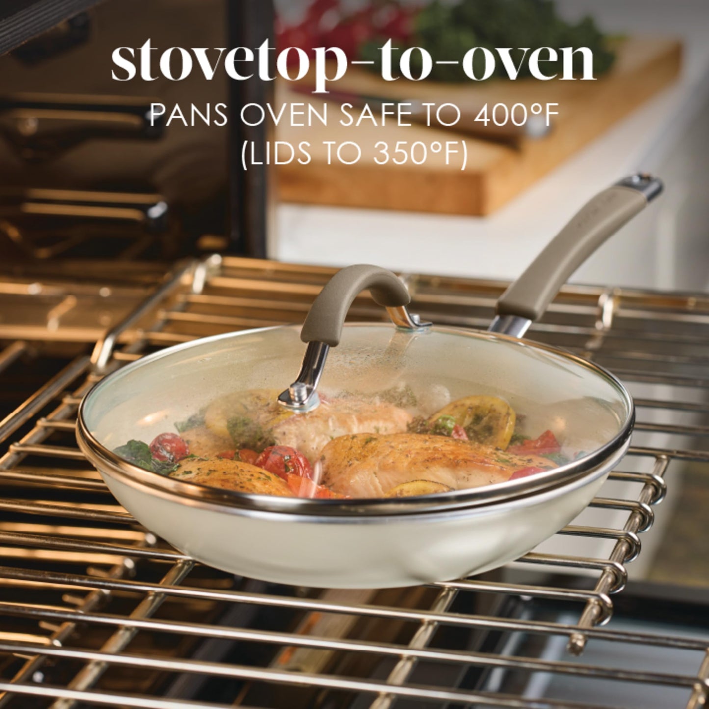 Rachael Ray Cucina Ceramic Nonstick Pots and Pans Set with Saucepans, Saute, Frying Pans, Stockpot, Lids, Pan Protectors, and Cooking Utensils, 13 Piece Non Stick Cookware Set - Almond