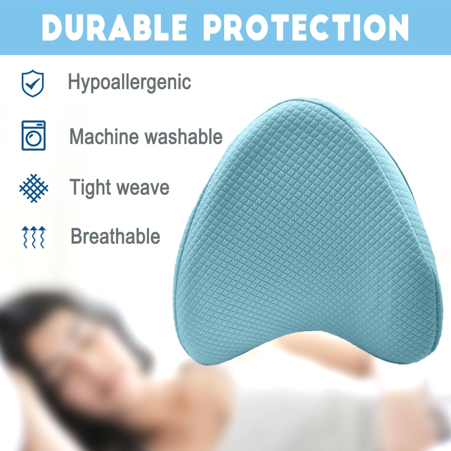 xcivi Pillowcase for Contour Memory Foam Side Sleeper Support Pillow, Pillowcase for Knee Pillow, Pillow Cases for Side Sleeper Pillow, Pillow Cover (Blue)