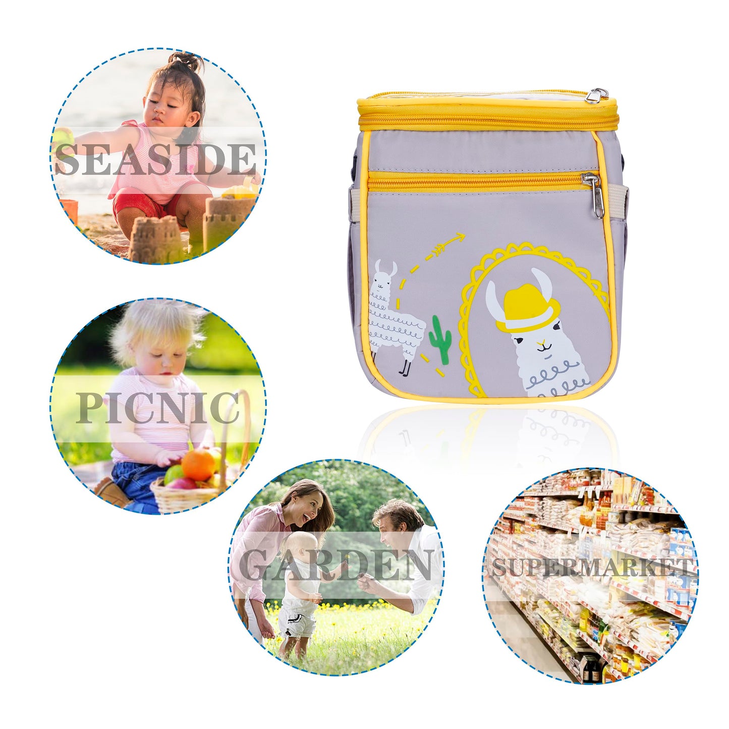 SZDUDU Baby Stroller Organizer Bag，Small Diaper Bag - Universal Stroller Organizer With Insulated Cup Holder,Pocket With Baby Wipes Dispenser，Adjustable Shoulder Strap(Grey)