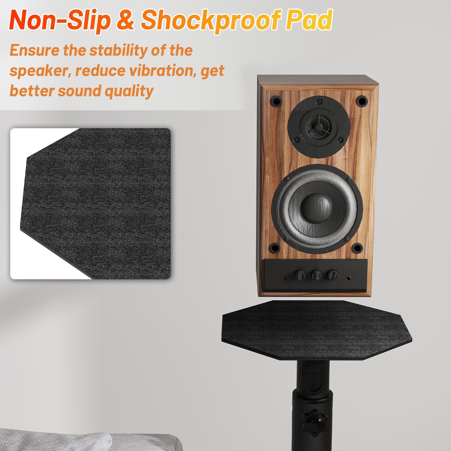 Suuiwau Universal Floor Speaker Stands Pair,Surround Sound Bookshelf Speaker Stands Support Up to 22 lbs for Home Theater Studio, 32.6" to 43" Height Adjustable