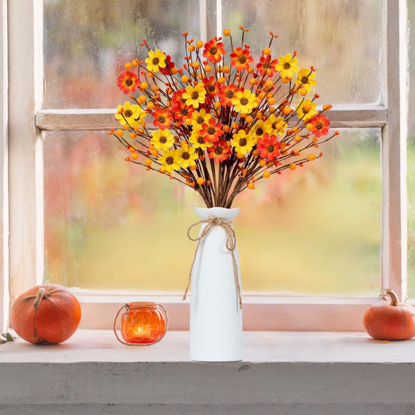 MAINGKAUNG Fall Floral Stems 12PCS Fall Floral Picks 17 Inch Autumn Berry Stems with Berries for Autumn Flower Arrangements Centerpieces Indoor Outdoor Decorations