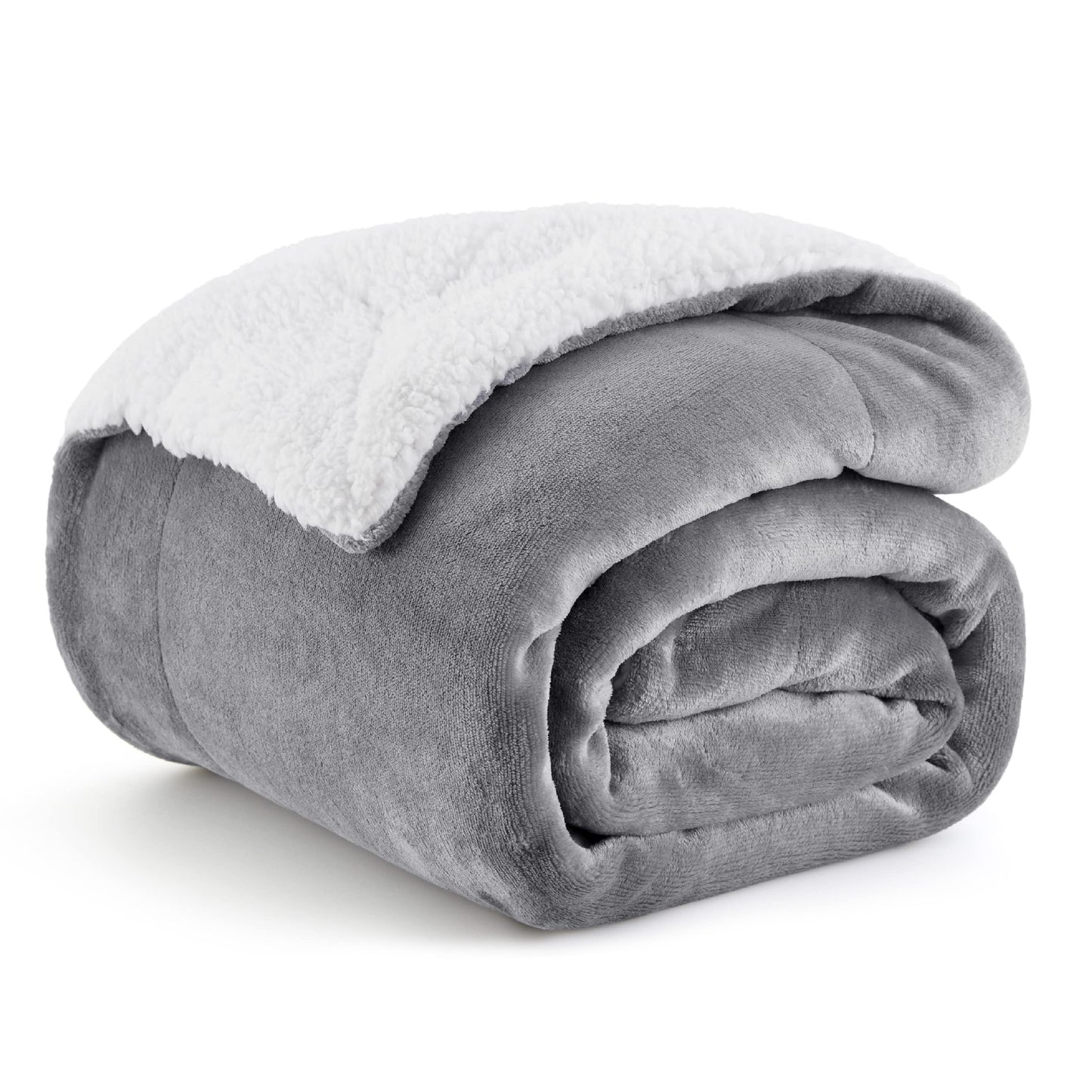 Bedsure Sherpa Fleece Throw Blanket for Couch - Thick and Warm Blanket for Winter, Soft Fuzzy Plush Throw Gift for Women, Grey, 50x60 Inches