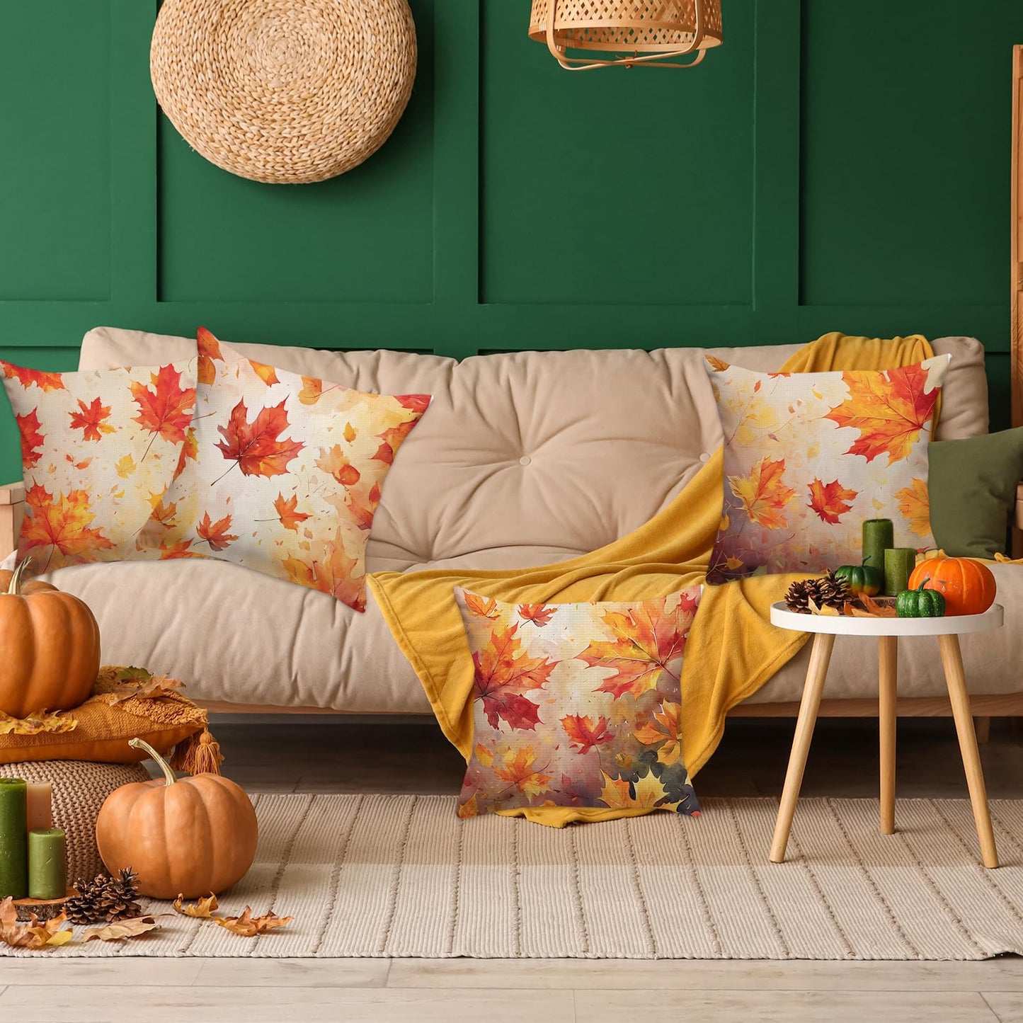 FARMNALL Fall Decorations for Home, Fall Pillow Covers 18x18 Set of 4, Autumn Thanksgiving Decorations and Supplies for Home Sofa Couch Decor
