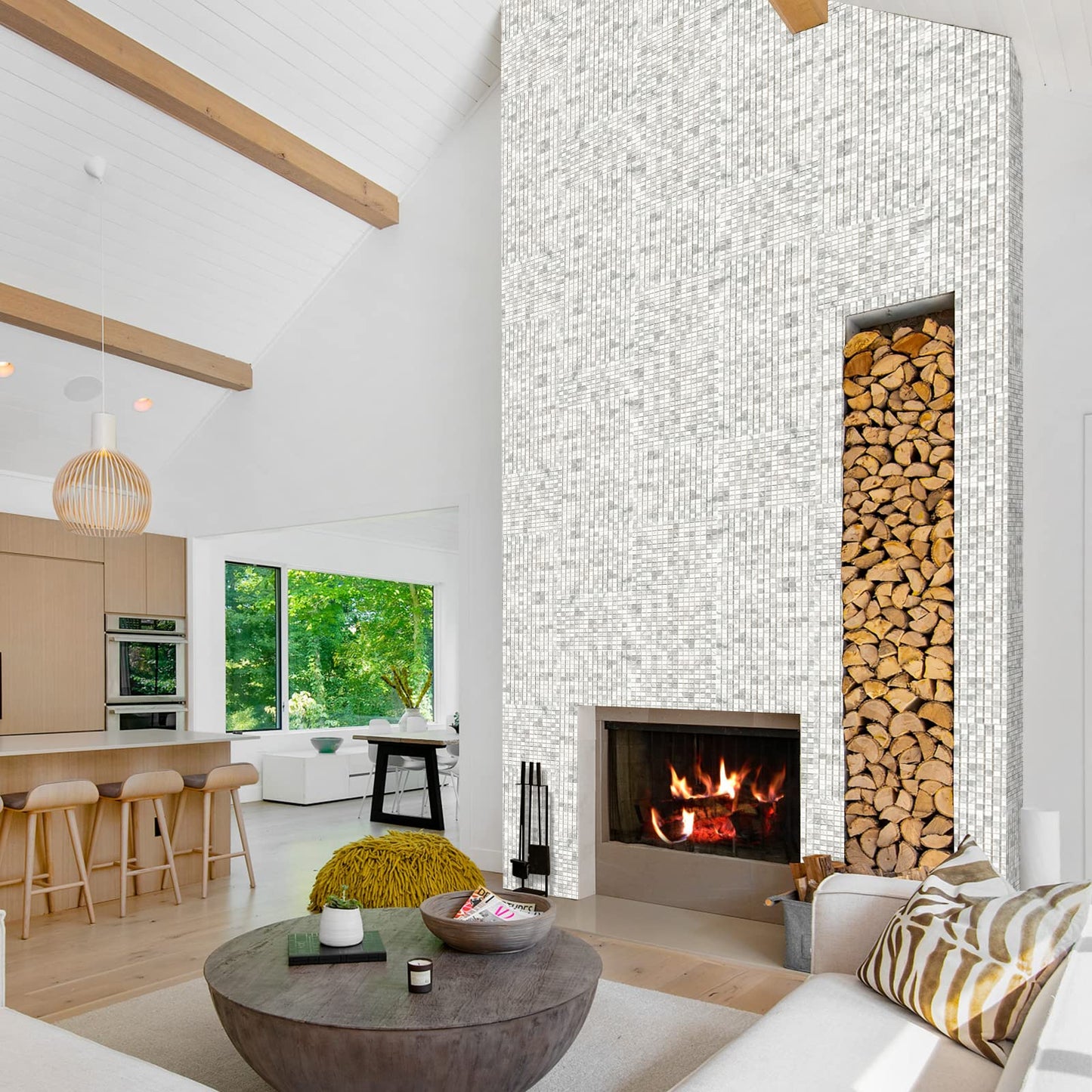 Midcard 6 Sheet Jazz White Gray Marble Square Mosaic backsplash Tile, Polished Shower Room Floor and Wall Tile