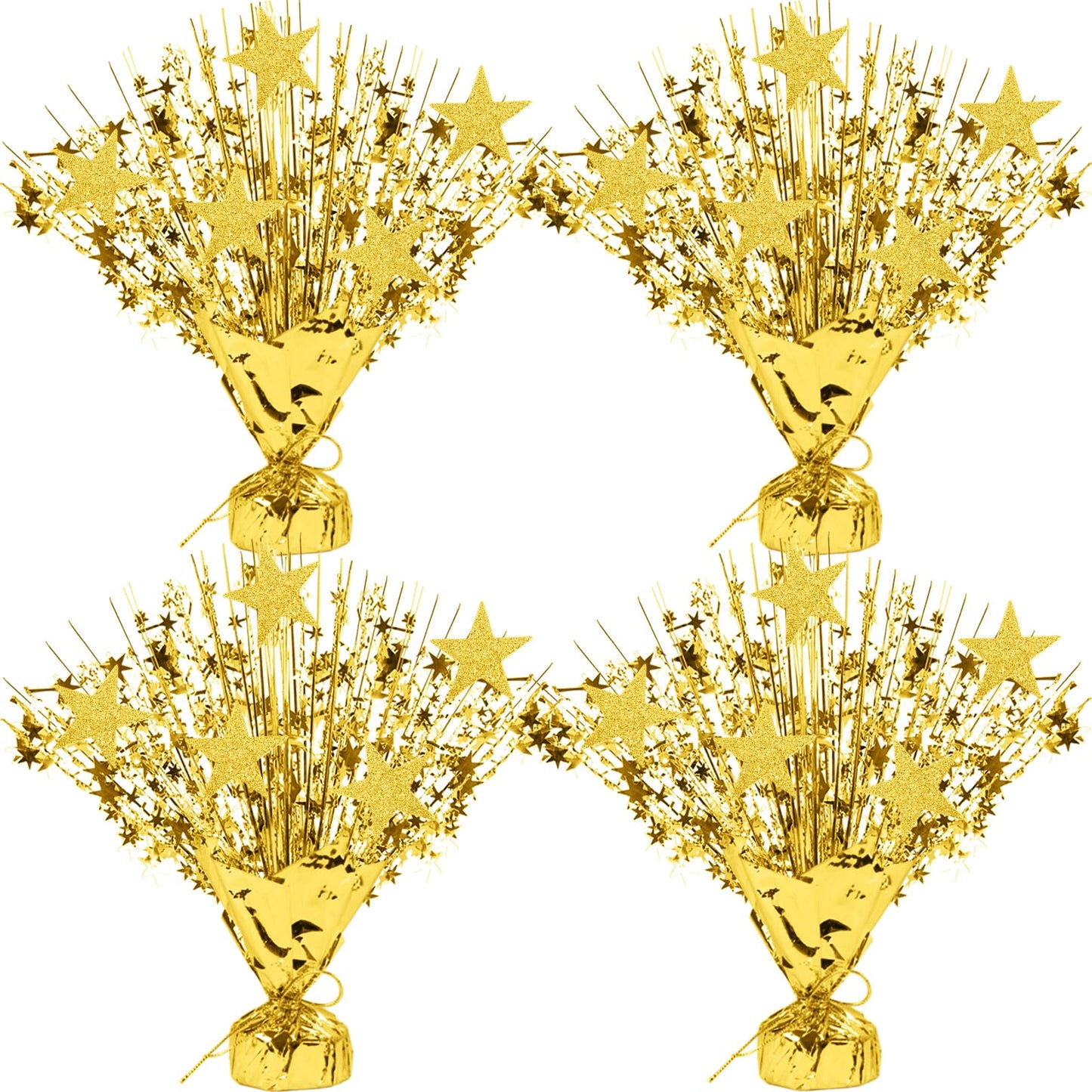 LACGO 4 PCS Metallic Foil Spray Centerpieces for Table - 12’’ Gold Centerpieces Decors with Star Party Favor Supplies for Wedding Birthday Baptism Graduation Celebration Home Decorations