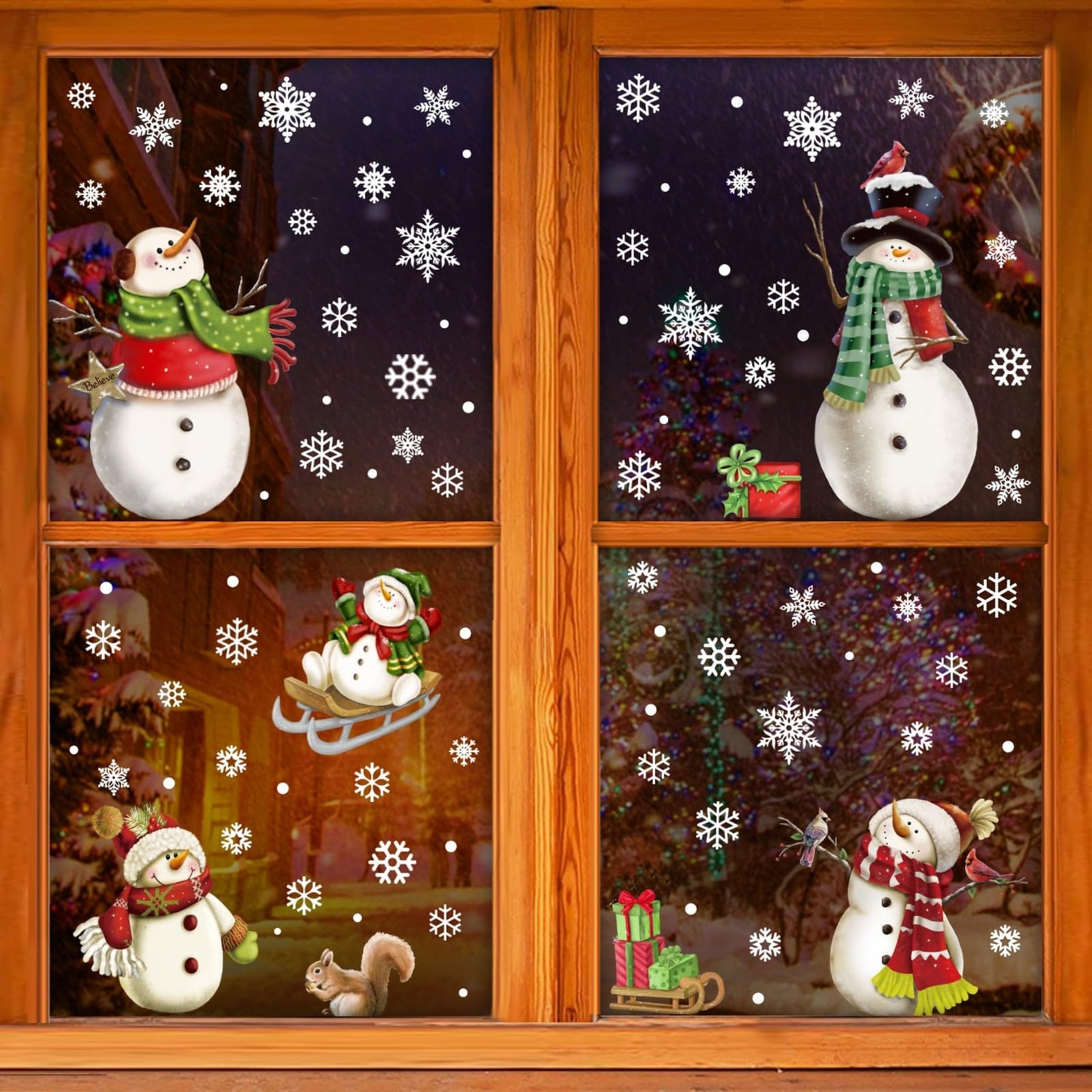 Christmas Snowflake Stickers，Snowman Window Decals，Window Stickers for Windows Glass，Winter Window Cling，Christmas Decorations Holiday,Christmas Window Clings (Snowman)