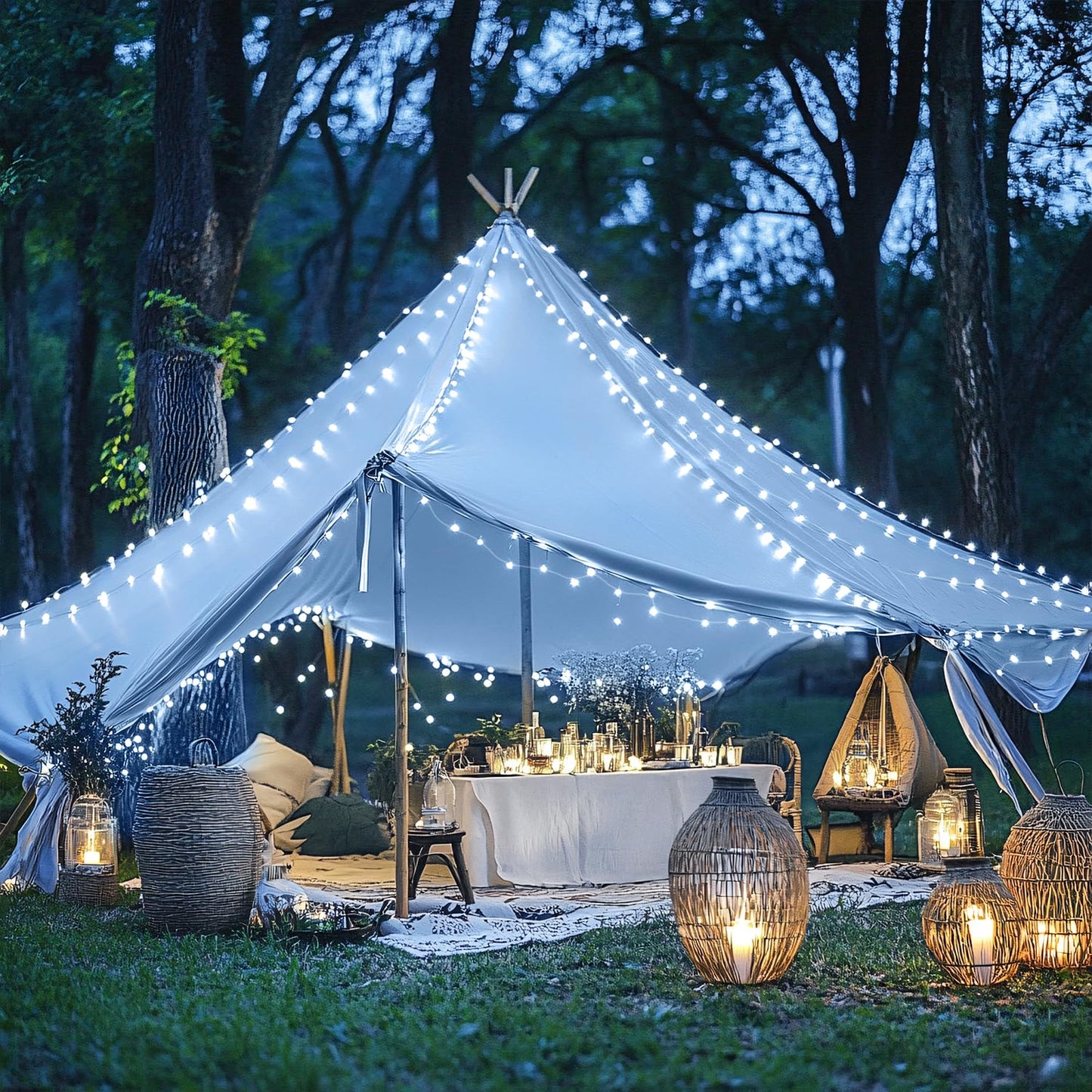 JMEXSUSS 4 Pack 50 LED White Fairy Lights Battery Operated - 16.1ft Mini Christmas Twinkle Lights Indoor Outdoor Waterproof for Garden Patio Party Wedding Birthday Holiday Decorations