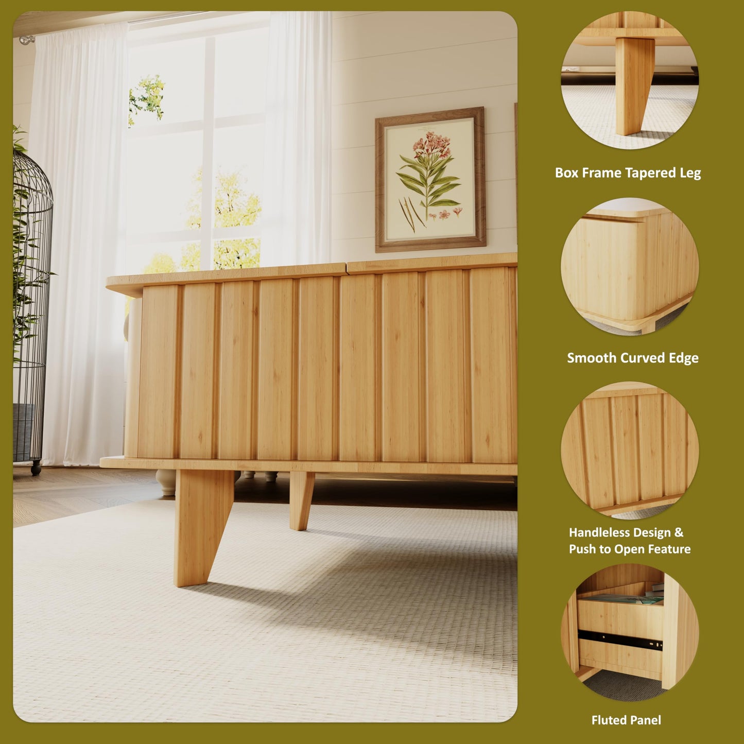 Jartoil Extendable Coffee Table with Storage, Wood Coffee Table with Hidden Compartment, Expandable Coffee Tables with Side Table for Living Home(Natural)