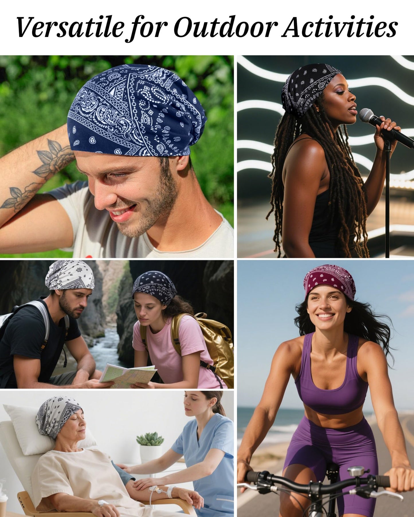 Women's Summer Beanie for Men Hat Boho Hats Adult Dwarf Hats Chemo Cap Cancer Headwear Caps Baggy Skull Sleep Cap Nightcap