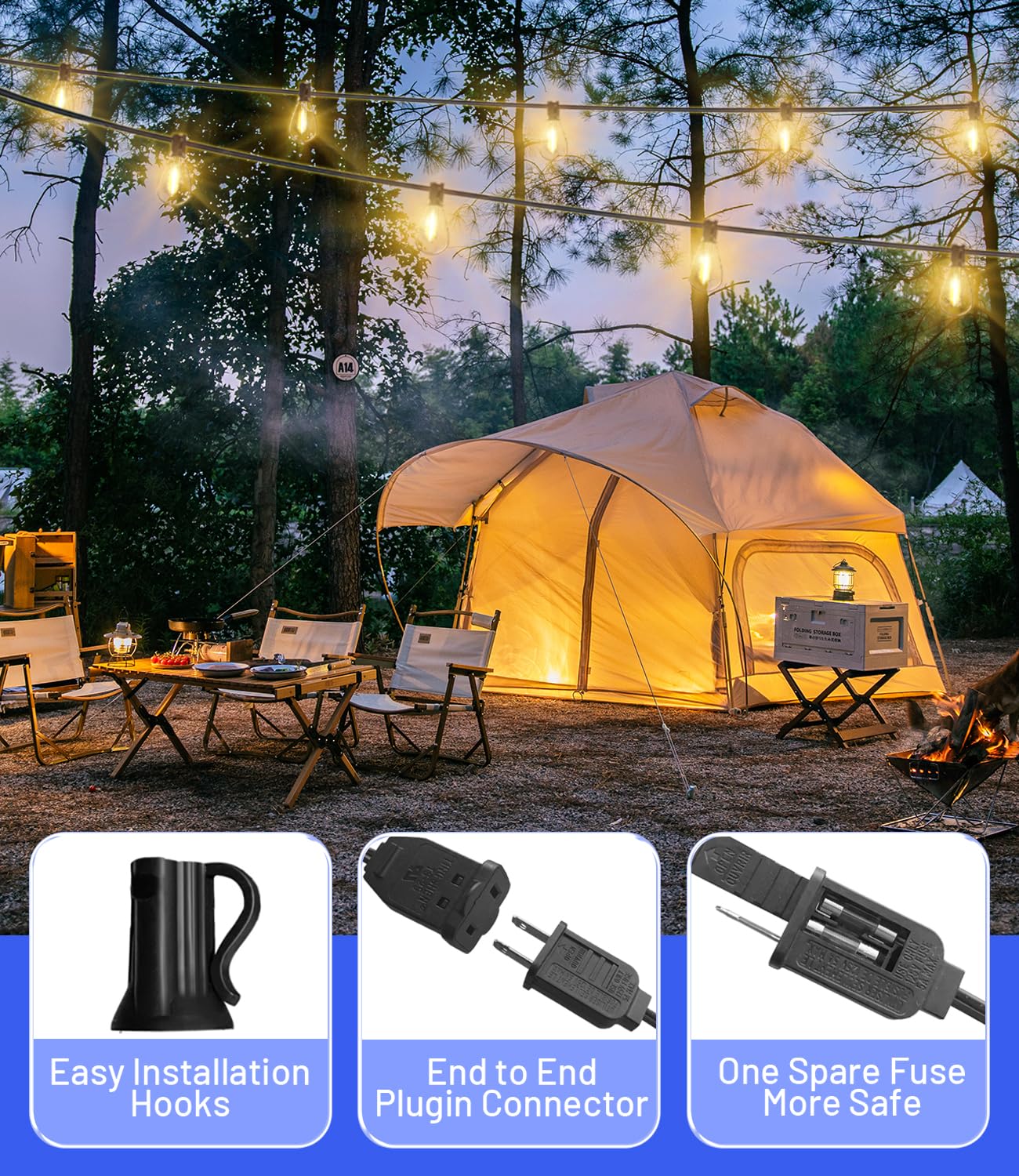 Tenmiro 200FT Outdoor String Lights, Ultra Long LED Patio Lights with Shatterproof High Brightness S11 Edison Bulbs, Outside Hanging Light Waterproof for Backyard Deck Porch Party Decor 2700K