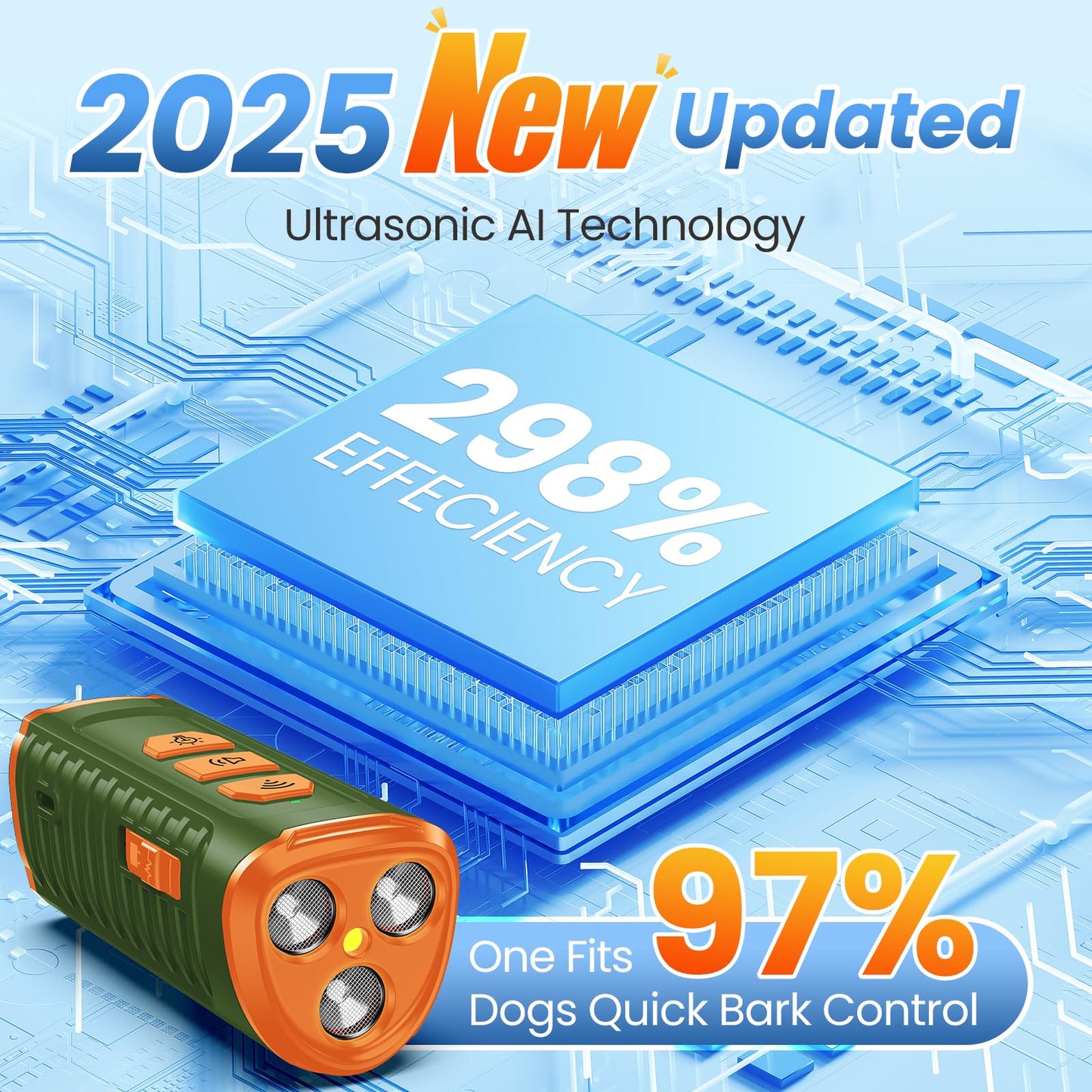 Dog Bark Deterrent Device, Anti Barking Device for Dogs 3X Ultrasonic to Stop Barking Neighbors Dog| 50ft Range, 5 Adjustable Modes, Flashlight & Beep | Safe & Effective for Small, Medium & Large Dogs
