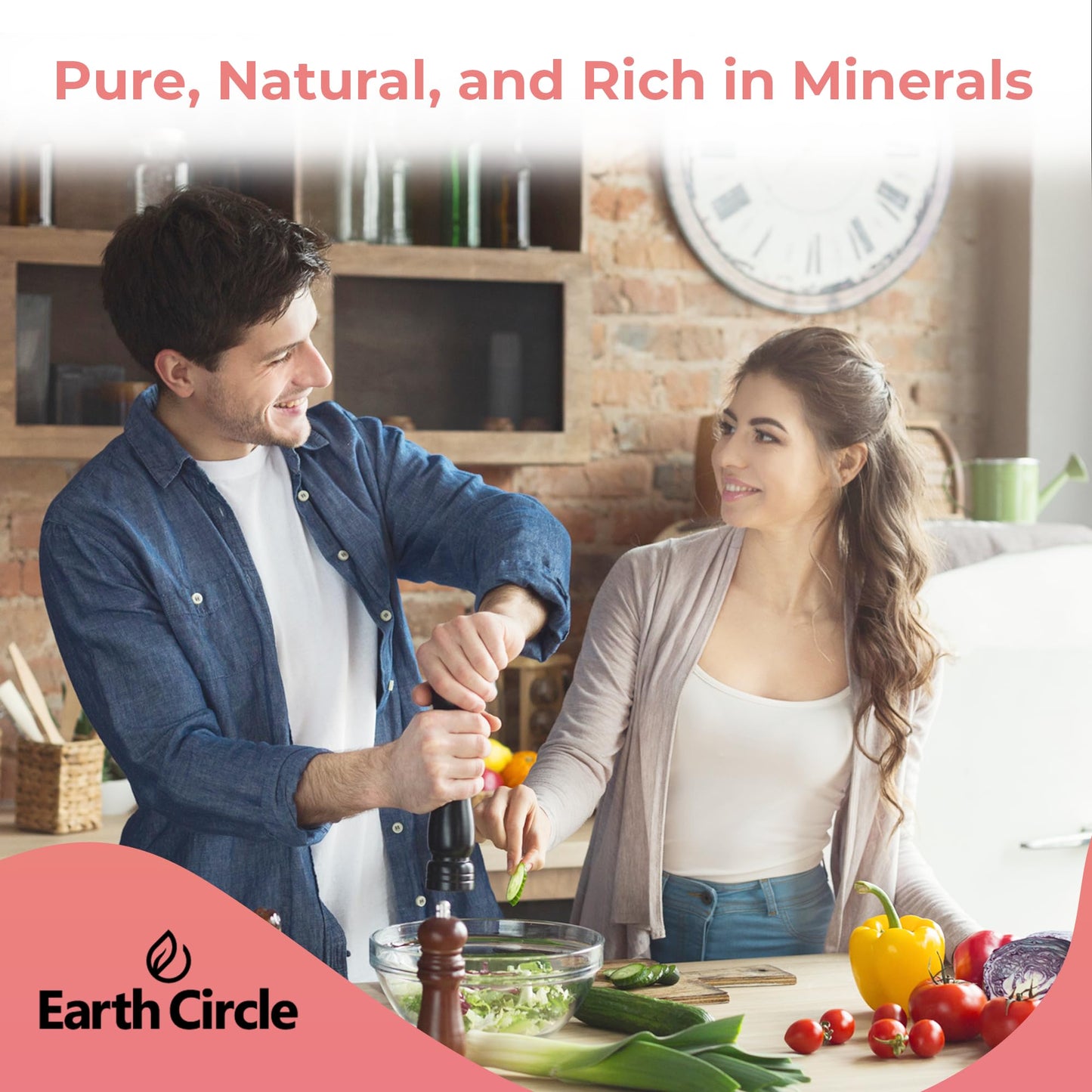 Earth Circle Premium Himalayan Pink Fine Grain Salt-(55 lbs), No Anti-Caking Agents, Pure Culinary Grade - Kosher, Nutrient and Mineral Dense