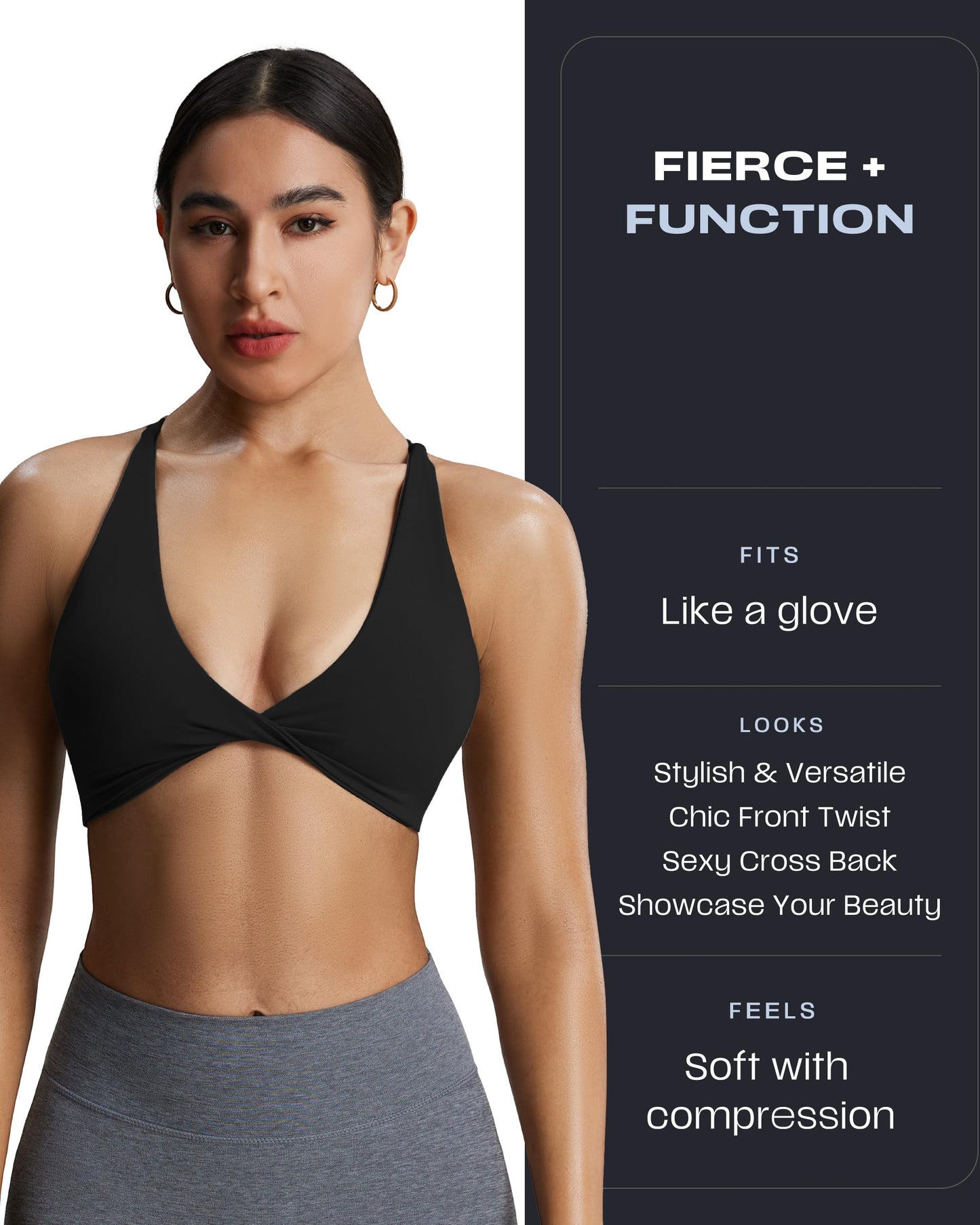 Aoxjox Women's Workout Sports Bras Fitness Sienna Low Impact Bra Yoga Crop Tank (Black, X-Small)