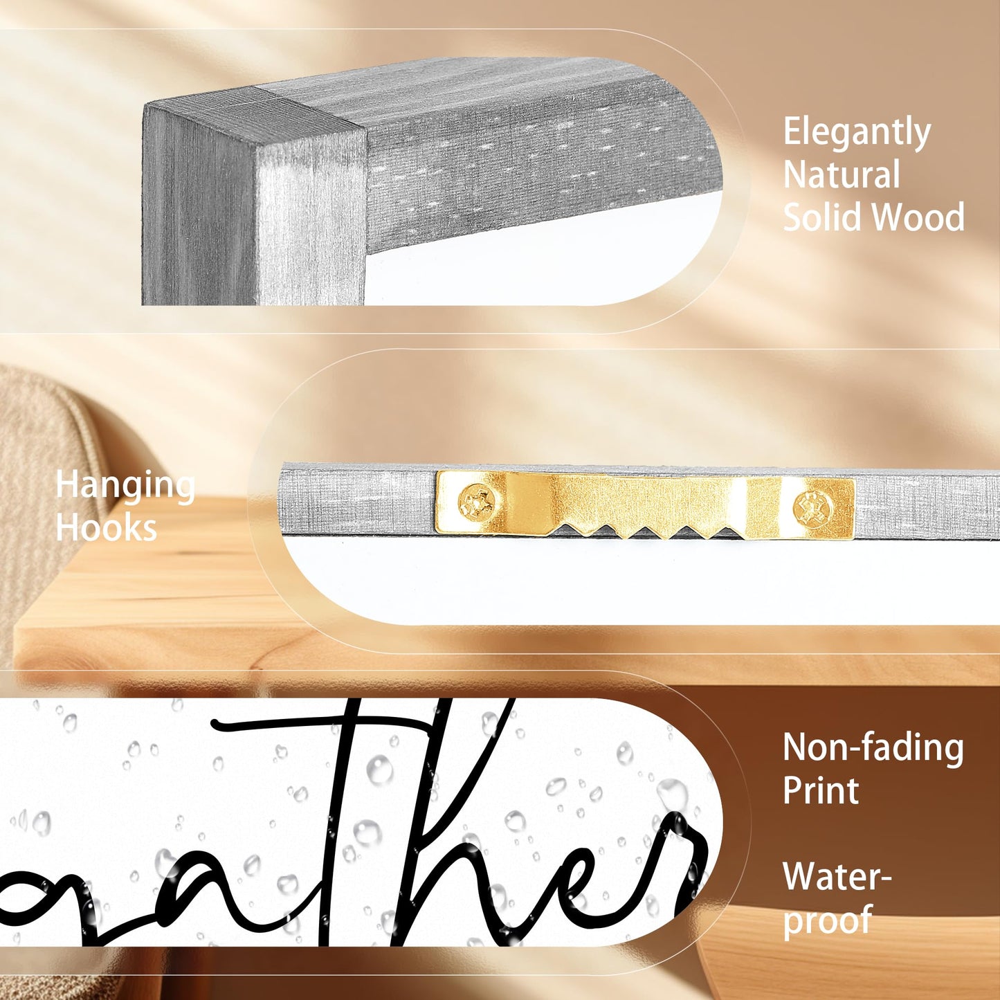 Houmury Set of 3 Framed Wall Art Memories Around the Table Farmhouse Wall Decor 11”x14” Kitchen Wall Decor for Dining Room Decor Wood Signs (Gray, 11 * 14")