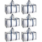 HealSmart 6 Pack Large Moving Bags with Zippers & Handles, Moving Supplies with lids, Heavy Duty Totes for Space Saving, Fold Flat, Moving and Storing, Clear