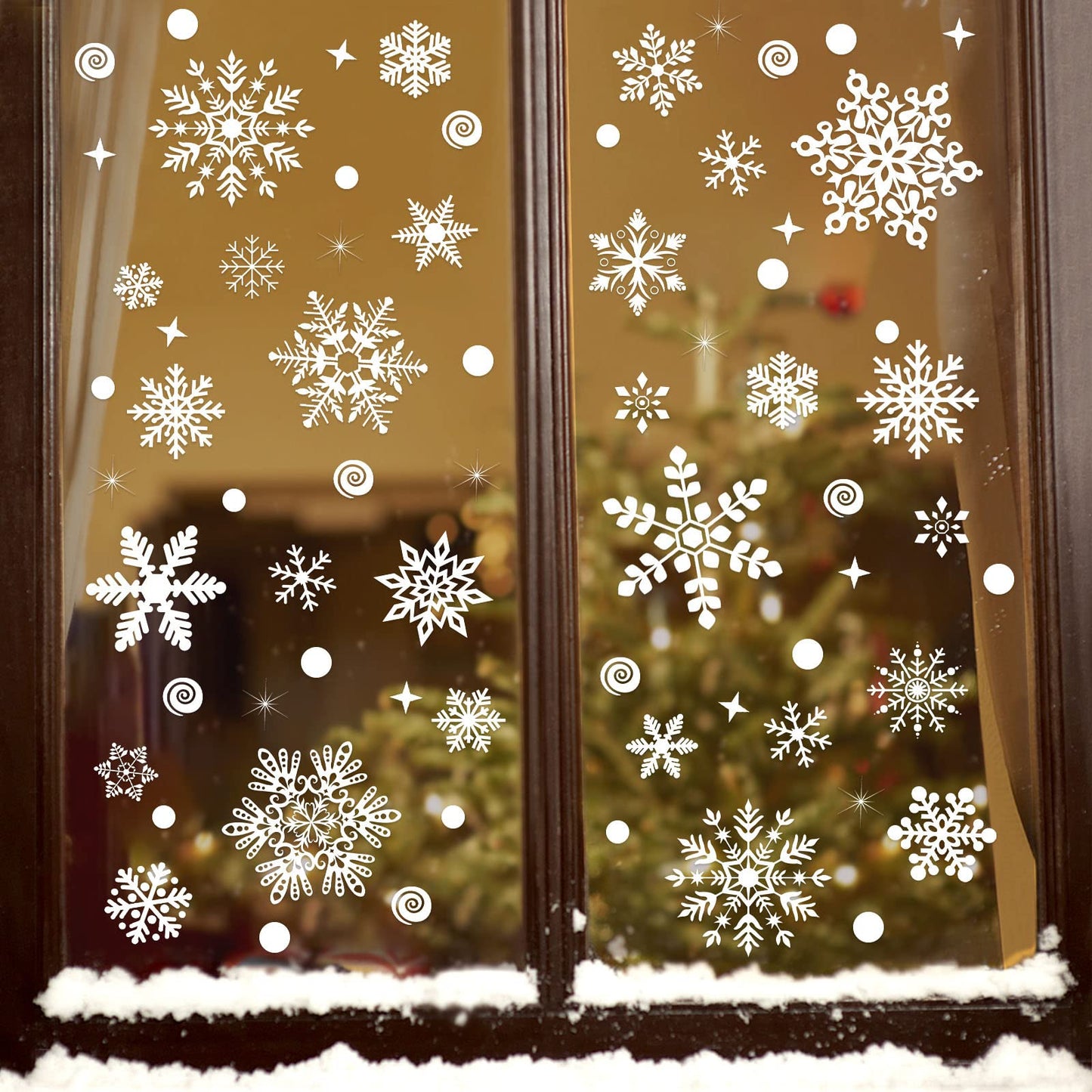 267 PCS Christmas Snowflake Window Stickers - White Snowflake Clings for Glass Windows