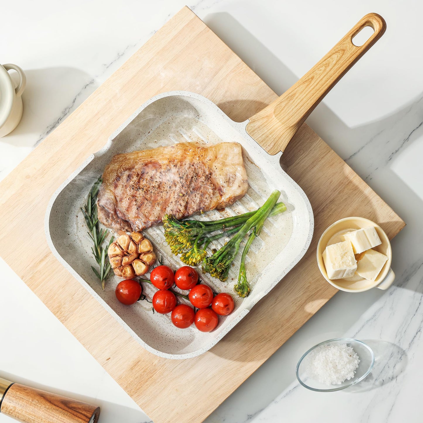 SENSARTE Nonstick Ceramic Cookware Set 23-Piece, Healthy Pots and Pans Set, Non-toxic Kitchen Cooking Set with Stay-Cool Handles, Silicone Utensils and Pot Protectors, PFAS & PFOA Free