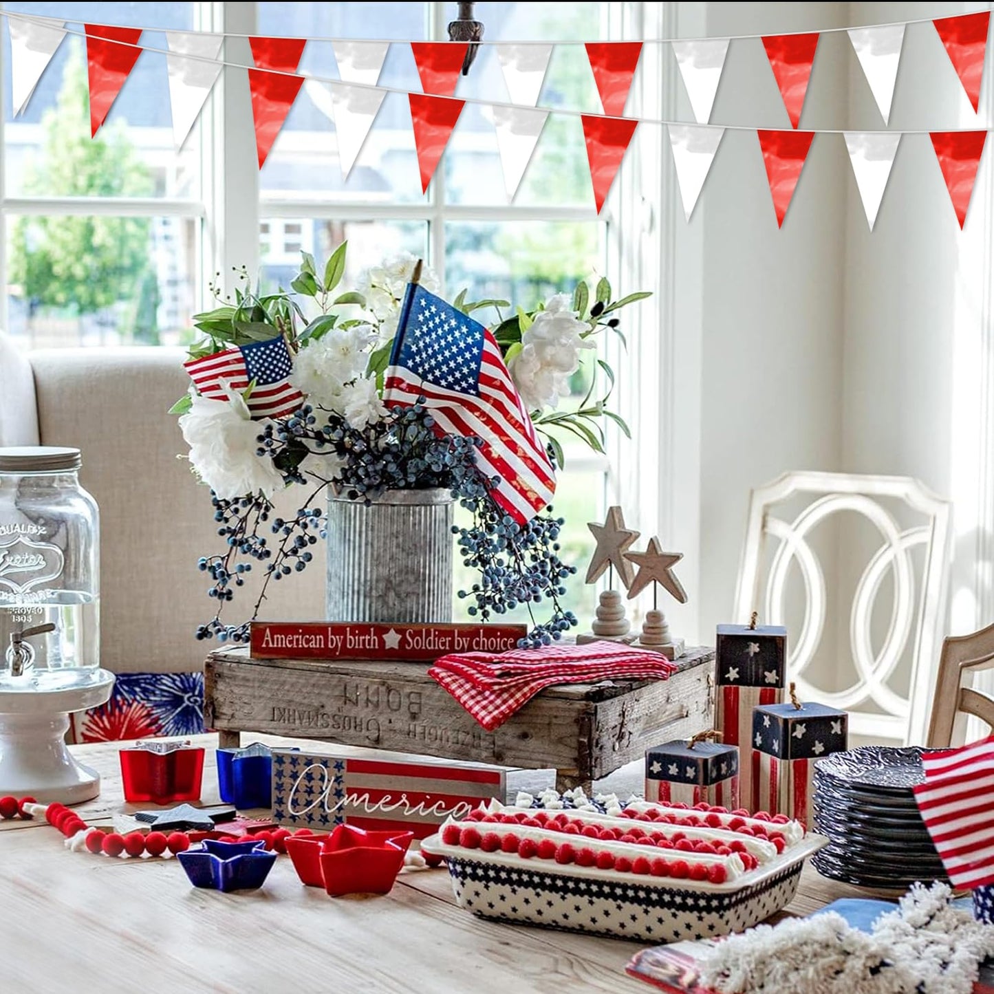 32.8FT Red Silver Glitter Triangle Pennant Banner Flag Metallic Bunting Fabric Garland for Christmas Graduation Wedding Engagement Anniversary Bachelorette Bridal Shower Valentine's Party Decor