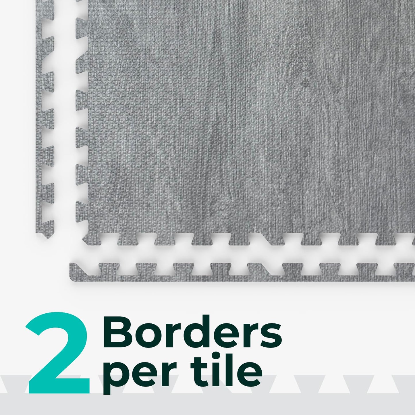 100 Sq. Ft 3/8 Inch Thick Printed Foam Tiles Interlocking Foam Mat, 24" x 24", 25 pcs, Grey Wood Grain Style Print