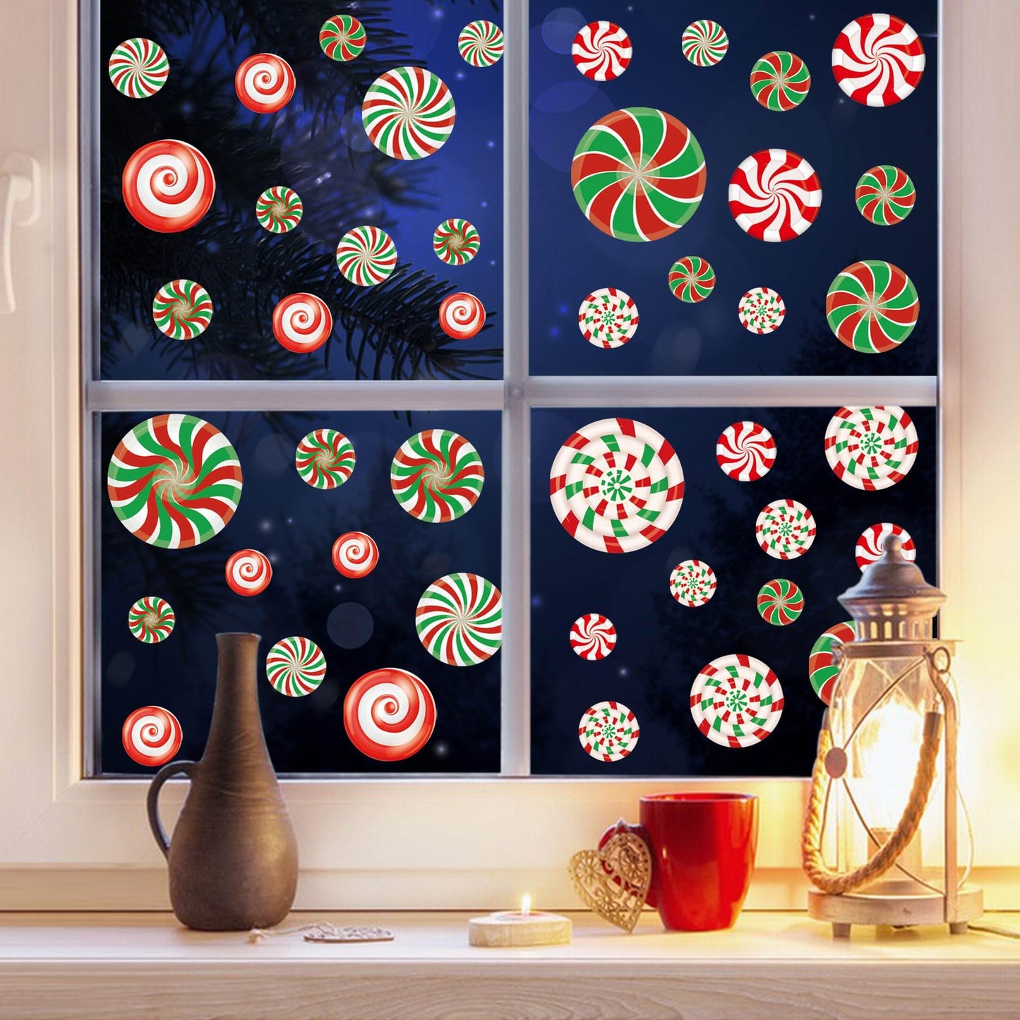81pcs Christmas Window Clings,9 Sheets Christmas Stickers Double Sided for Home Party Supplies