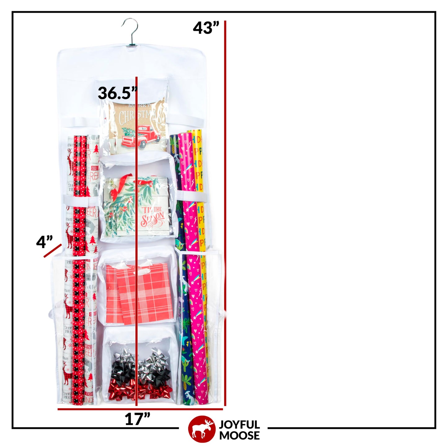 Joyful Moose Gift Bag Organizer Wrapping Paper Storage Container Christmas Gift Wrap Holder (Black)