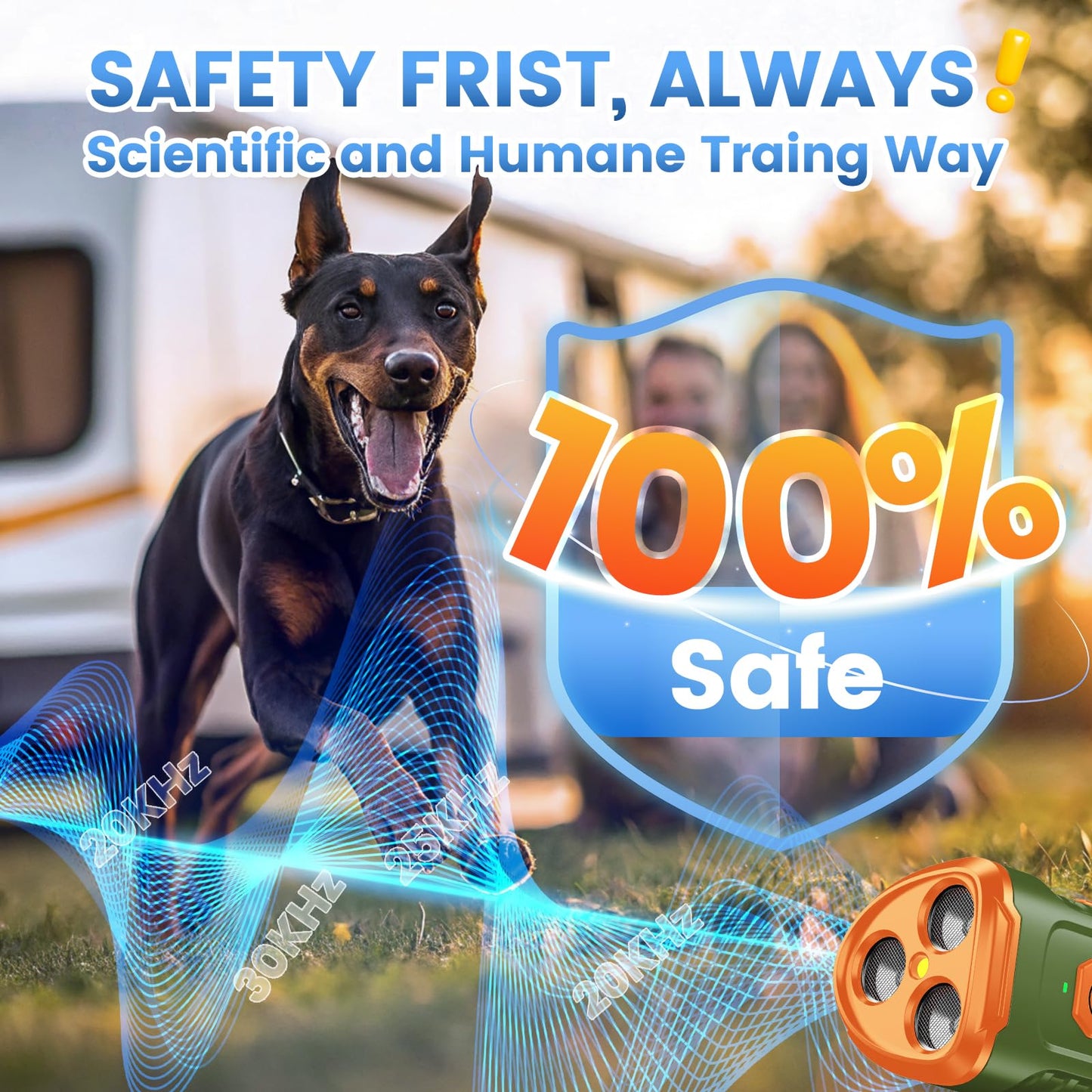 Dog Bark Deterrent Device, Anti Barking Device for Dogs 3X Ultrasonic to Stop Barking Neighbors Dog| 50ft Range, 5 Adjustable Modes, Flashlight & Beep | Safe & Effective for Small, Medium & Large Dogs