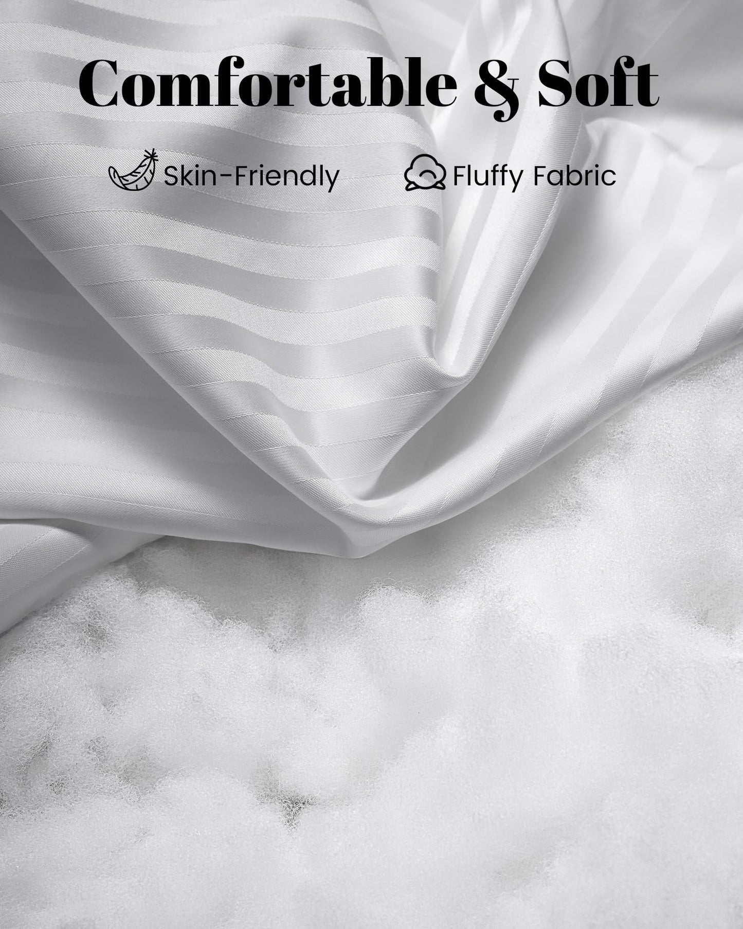 Qnoon Pillows Queen Size Set of 2, Hotel Collection Bed Pillows for Sleeping, Gusseted Pillow for Back, Stomach or Side Sleepers(Pure White)