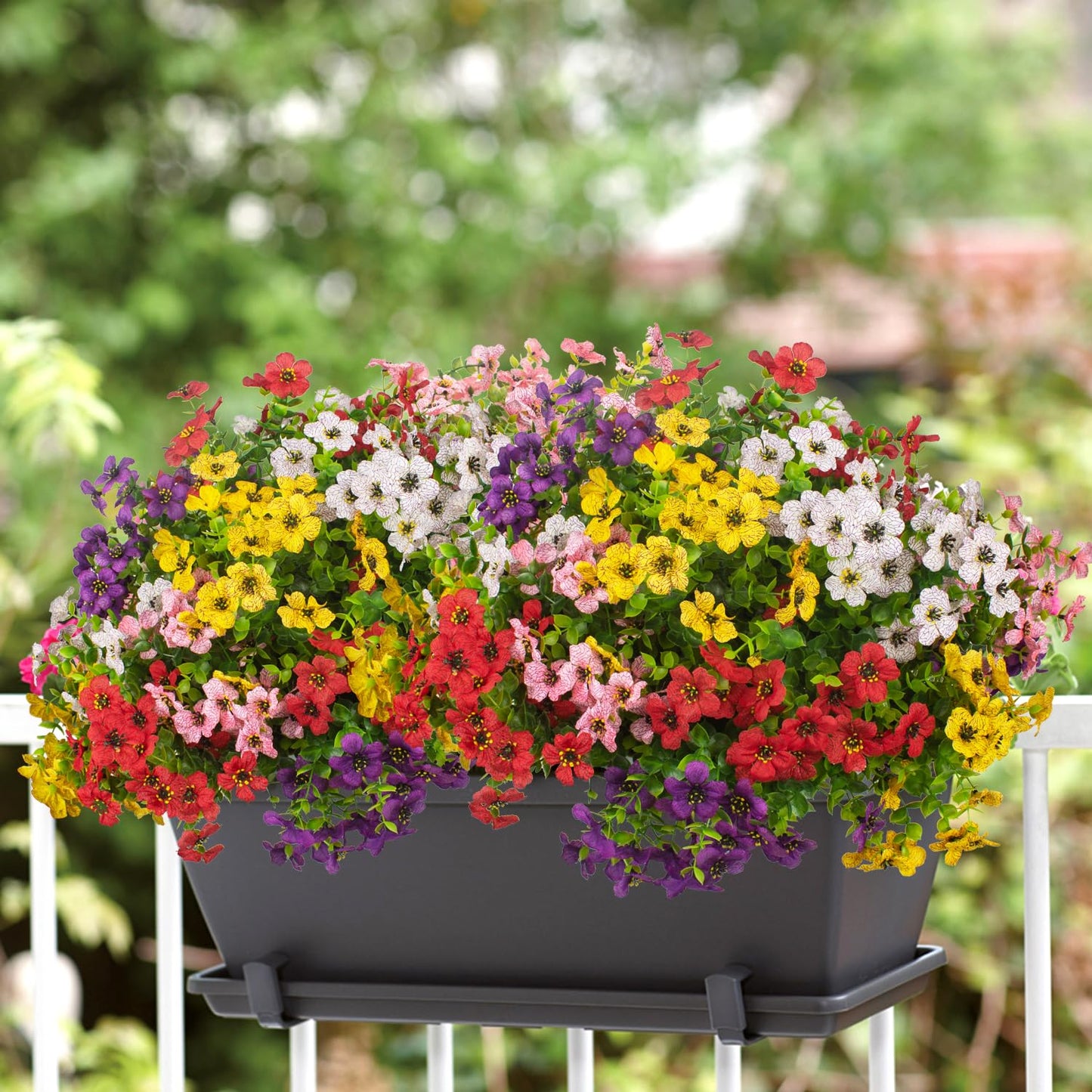 20 Bundles Artificial Flowers for Outdoors, UV Resistant Fake Plants Flowers Greenery Shrubs Plants for Decoration Outside Plants Hanging Planter Home Garden Decor