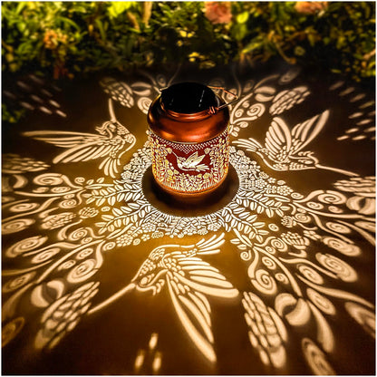 Hummingbird Solar Lanterns Outdoor Waterproof Hanging Solar Lights Hummingbird Gifts for Women Men Metal Bird Decorative LED Lanterns for Yard, Patio, Lawn, Tabletop, Pathway, Landscape, Garden Decor
