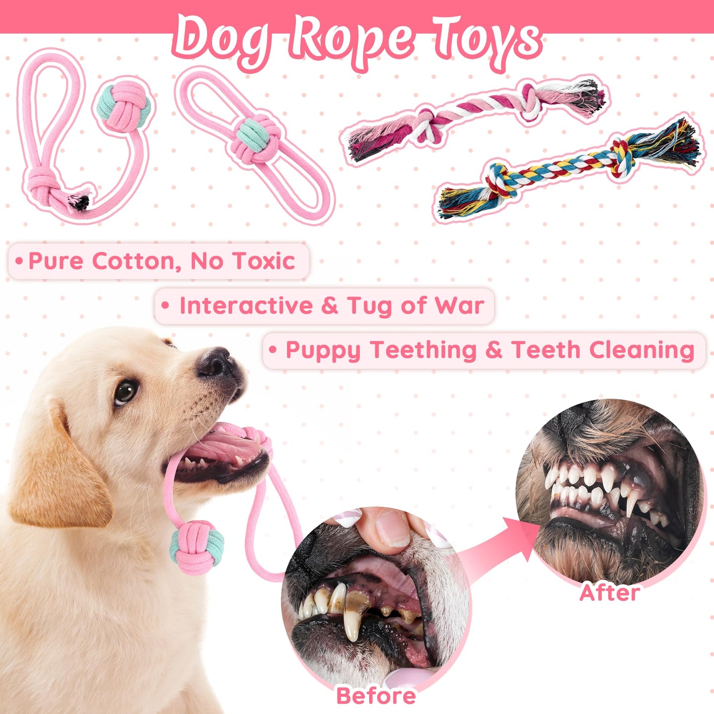 Ousiya 12 Pack Puppy Toys for Teething, Small & Medium Dogs – Chew Toys, Rope Toys & Interactive Dog Toys Set with Storage Box for Training, Play & Boredom Relief