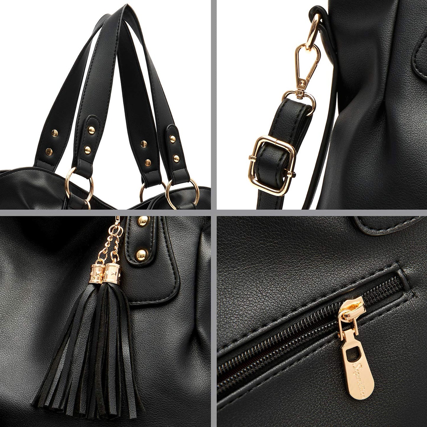 Soperwillton Fashion Handbag for Women Shoulder Bag Top Handle Satchel Hobo Tote Bag Purse Set 4pcs